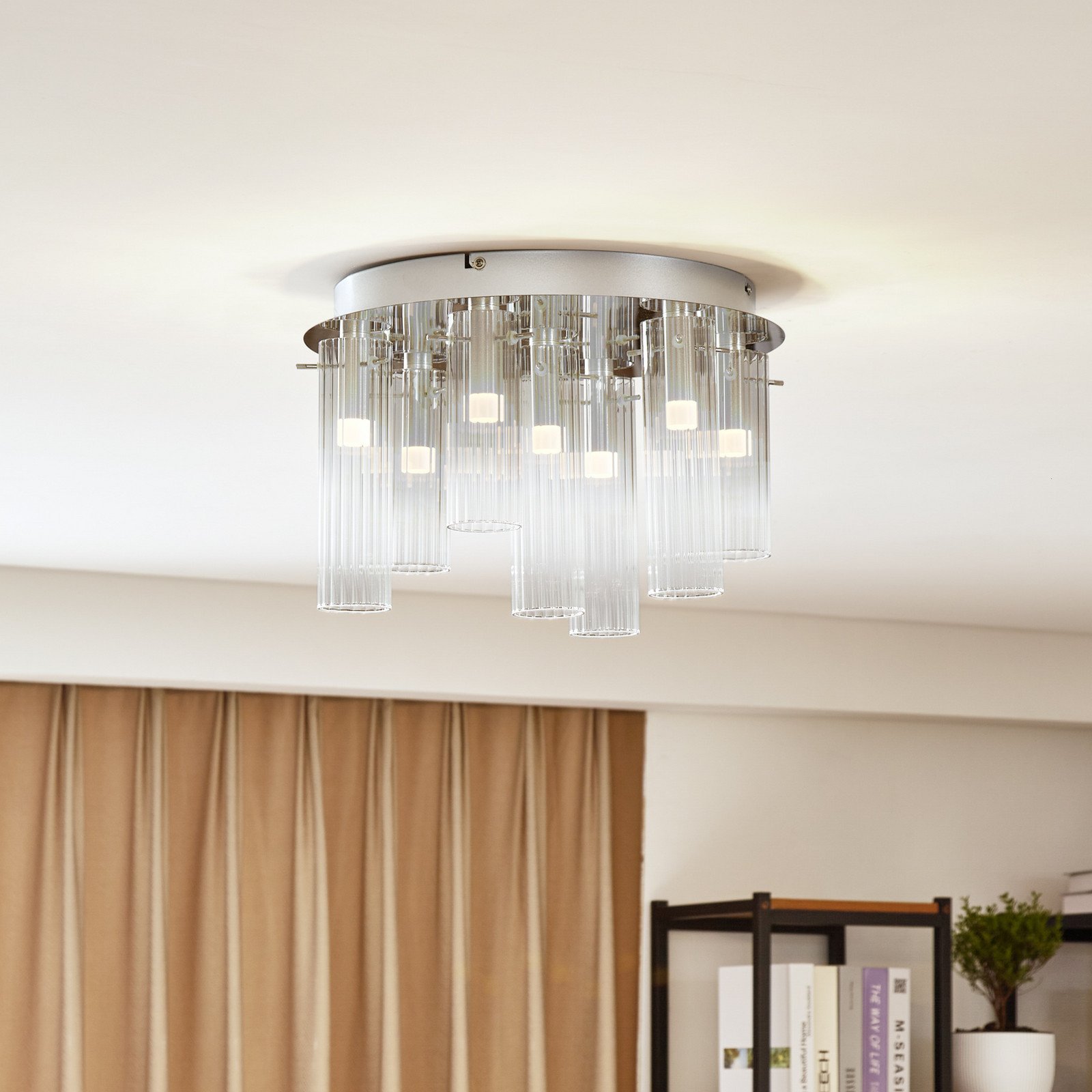 Lucande LED plafonieră cu LED Korvitha 7 lumini gri sticlă - Camera de zi / sufragerie - modern - gri fumuriu argintiu