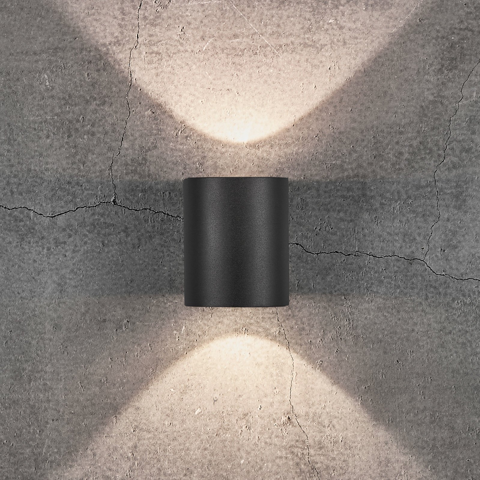 LED-utomhusvägglampa Canto 2, 10 cm, svart