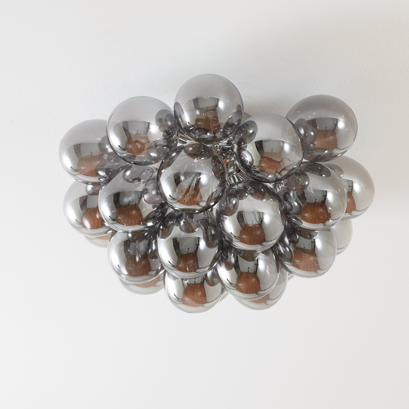 Plafondlamp Balbo, glazen rookgrijs, 13-lamps