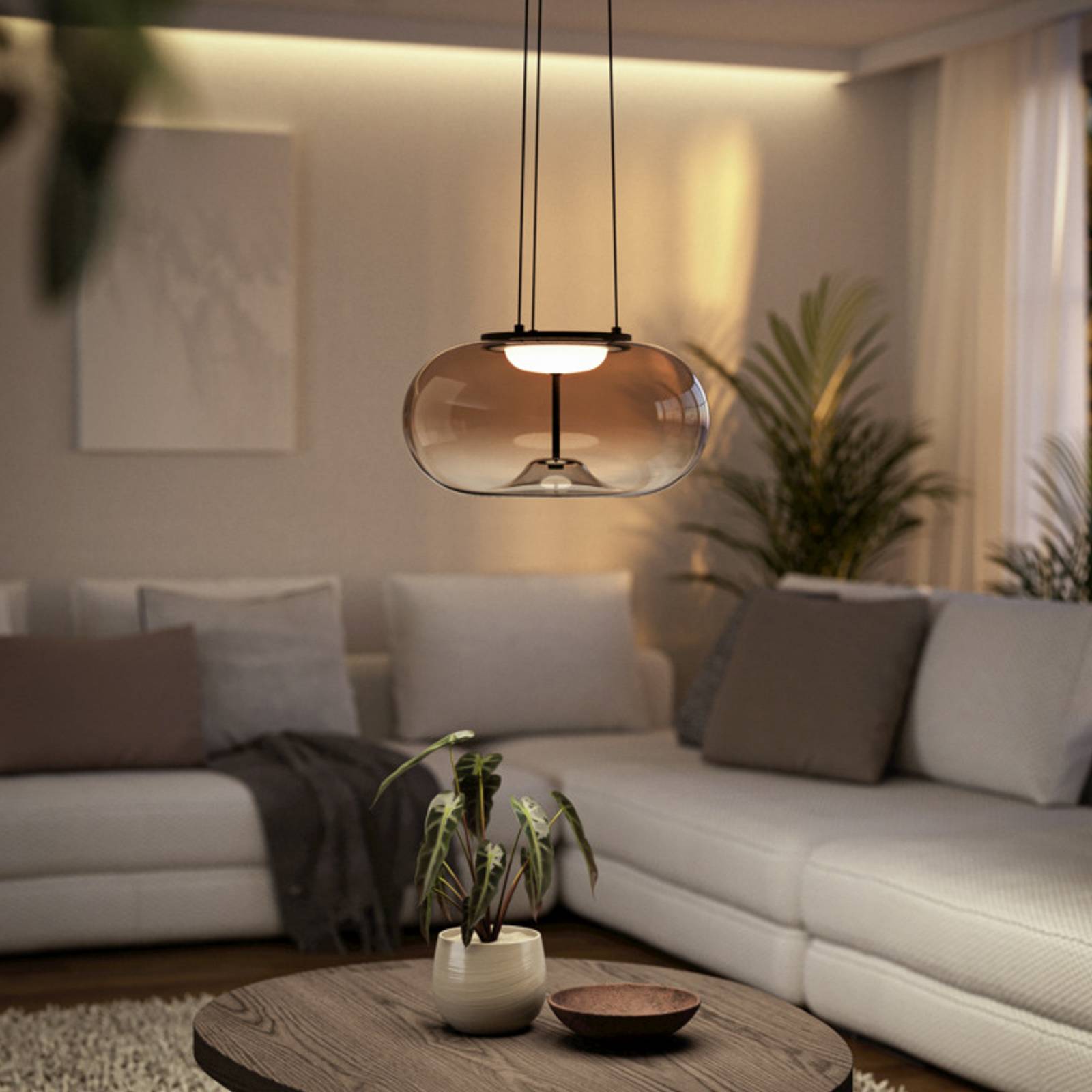 EGLO LED hanglamp OPTICA 1, brons/bruin, Ø 38 cm, CCT
