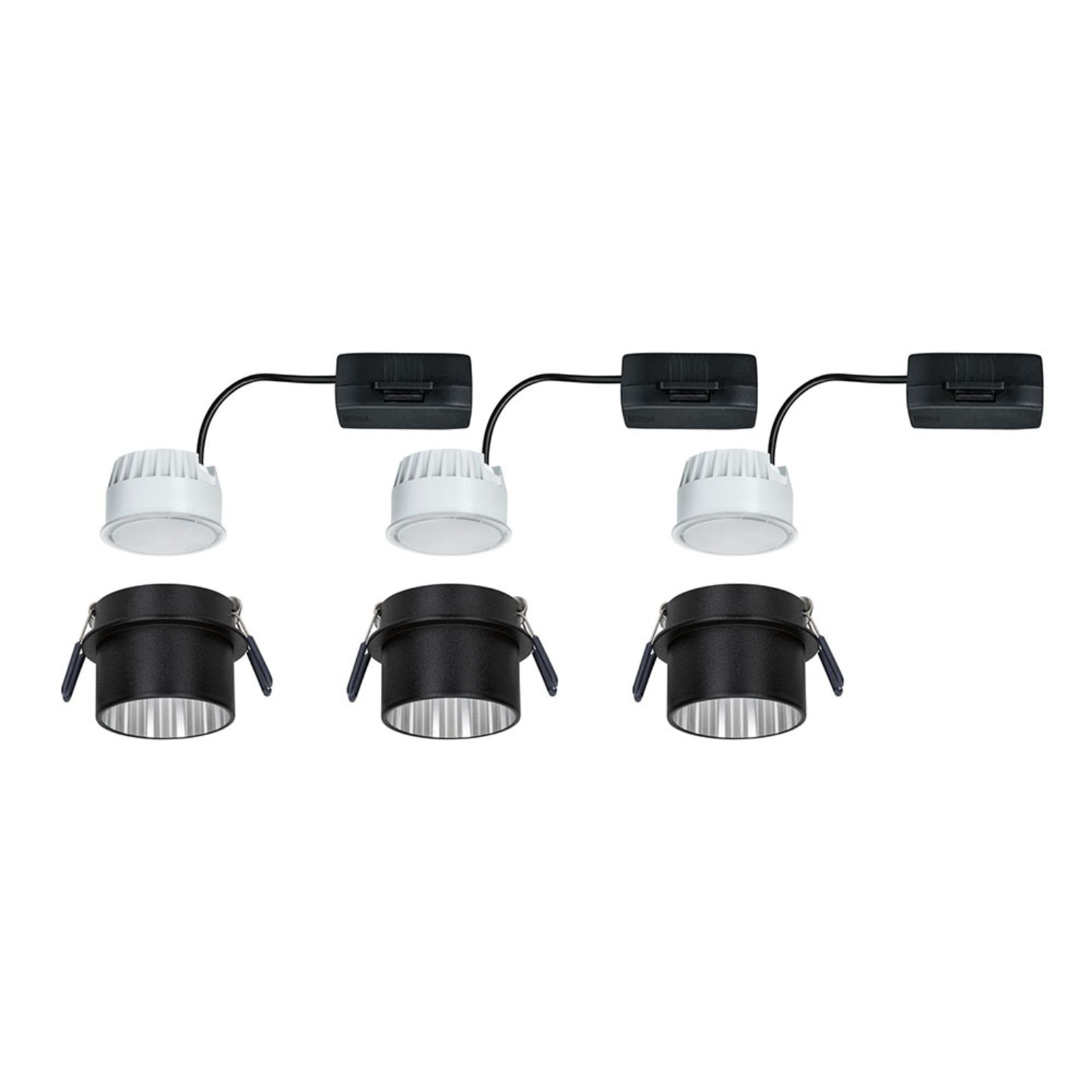 Paulmann Gil LED recessed lights, black/iron 3x