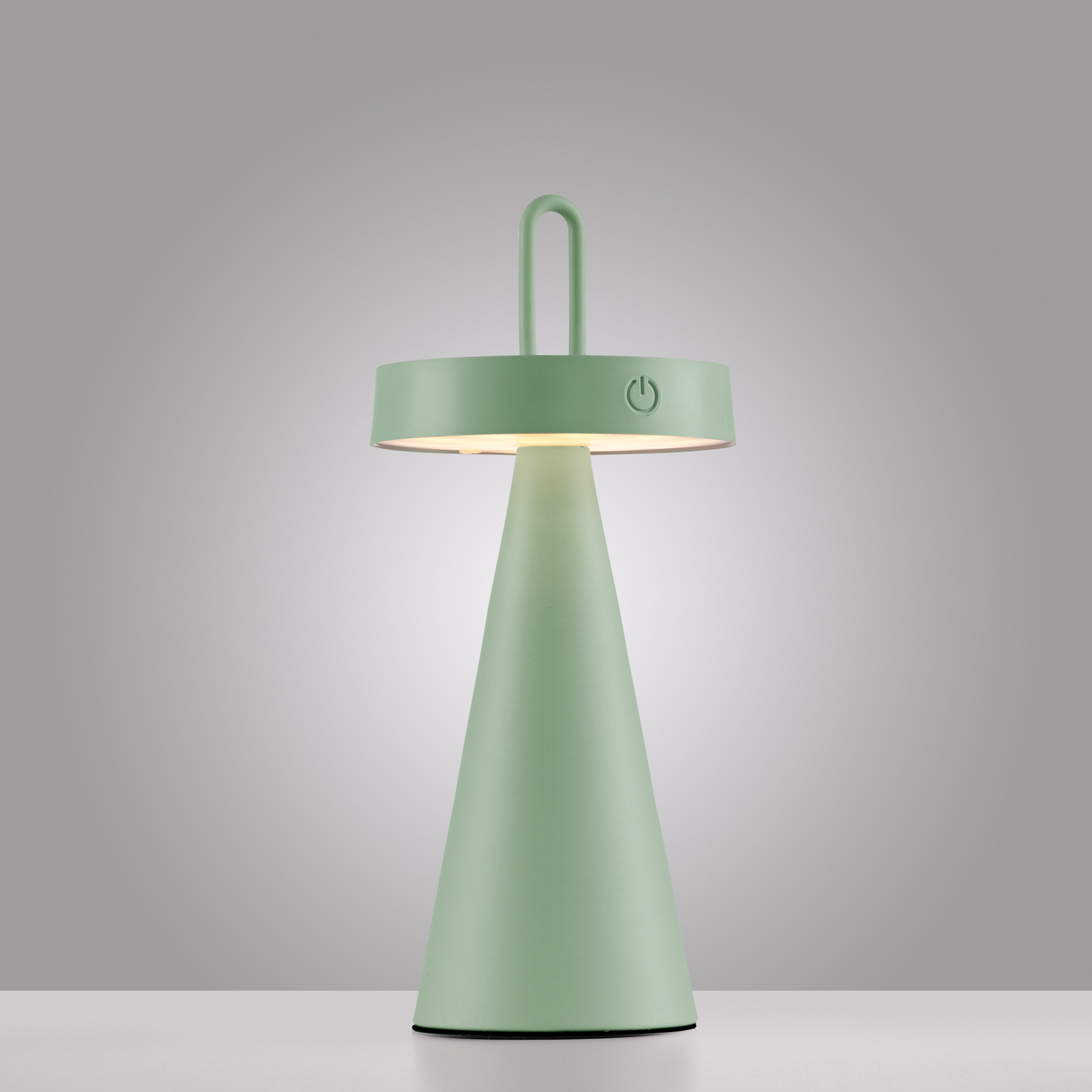 JUST LIGHT. Lámpara de mesa LED recargable Alwa, verde, hierro, IP44