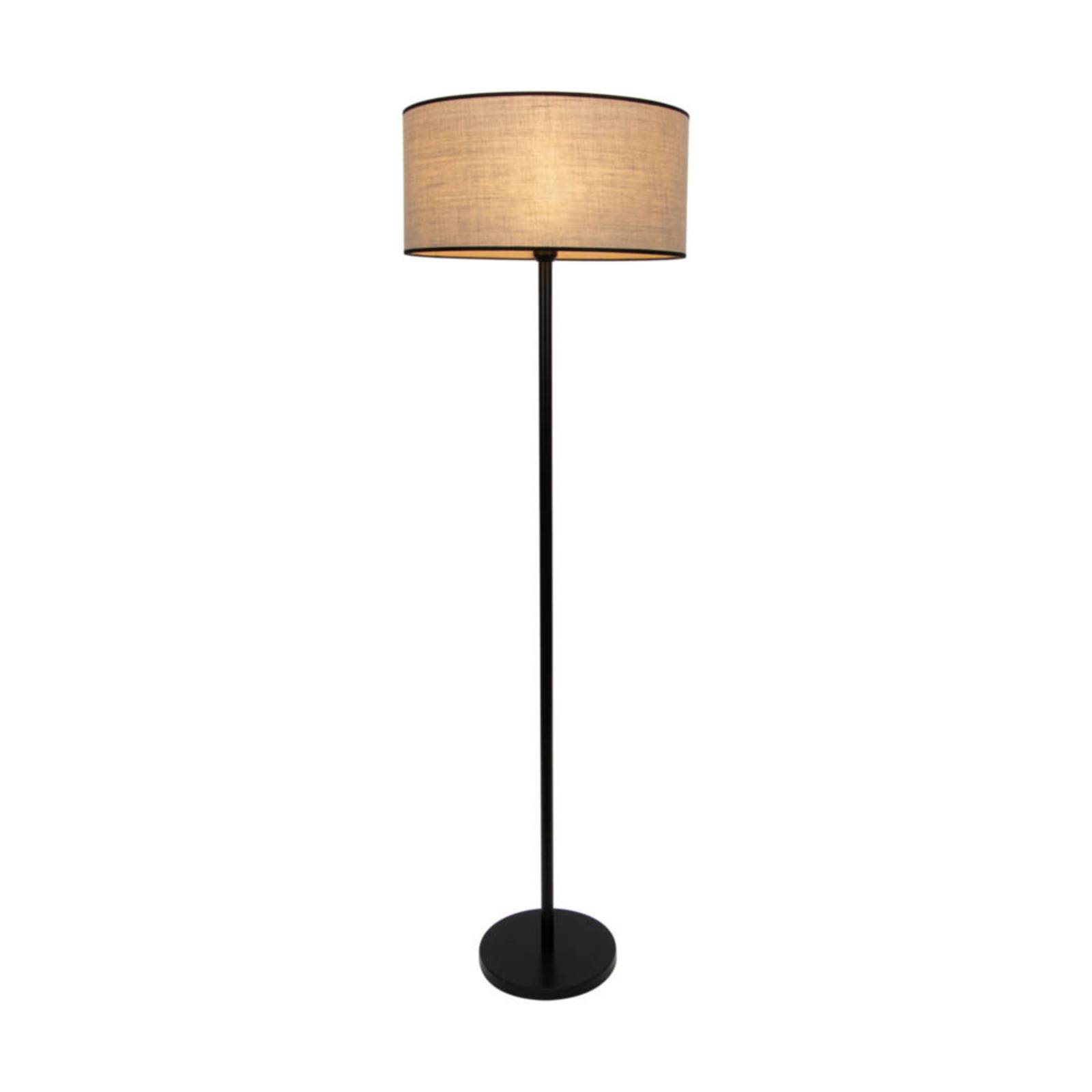 Golvlampa Tubo, textilskärm, beige, Ø 45 cm