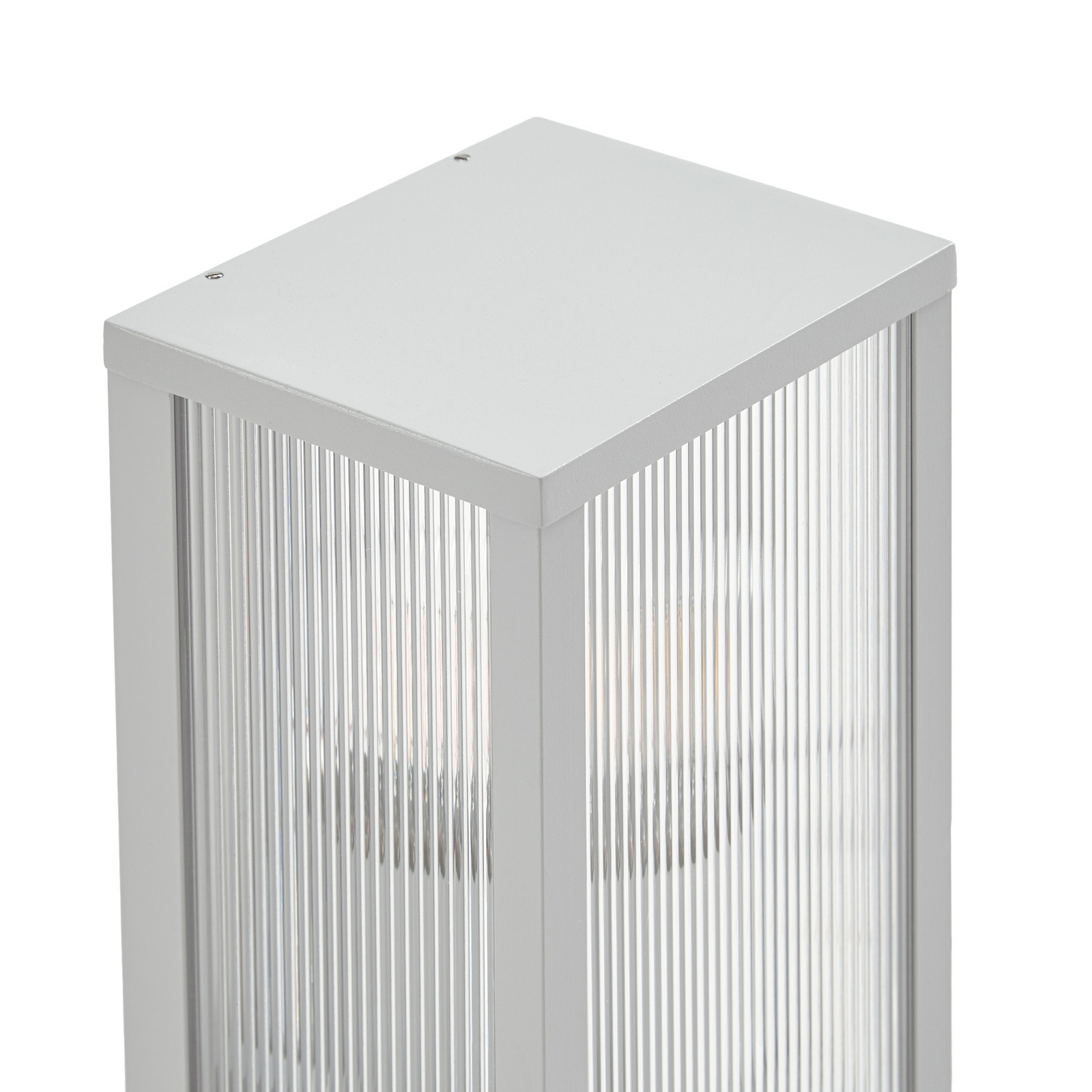 Aplique para exterior Lindby Peldar, gris/estriada, 26 cm, sensor