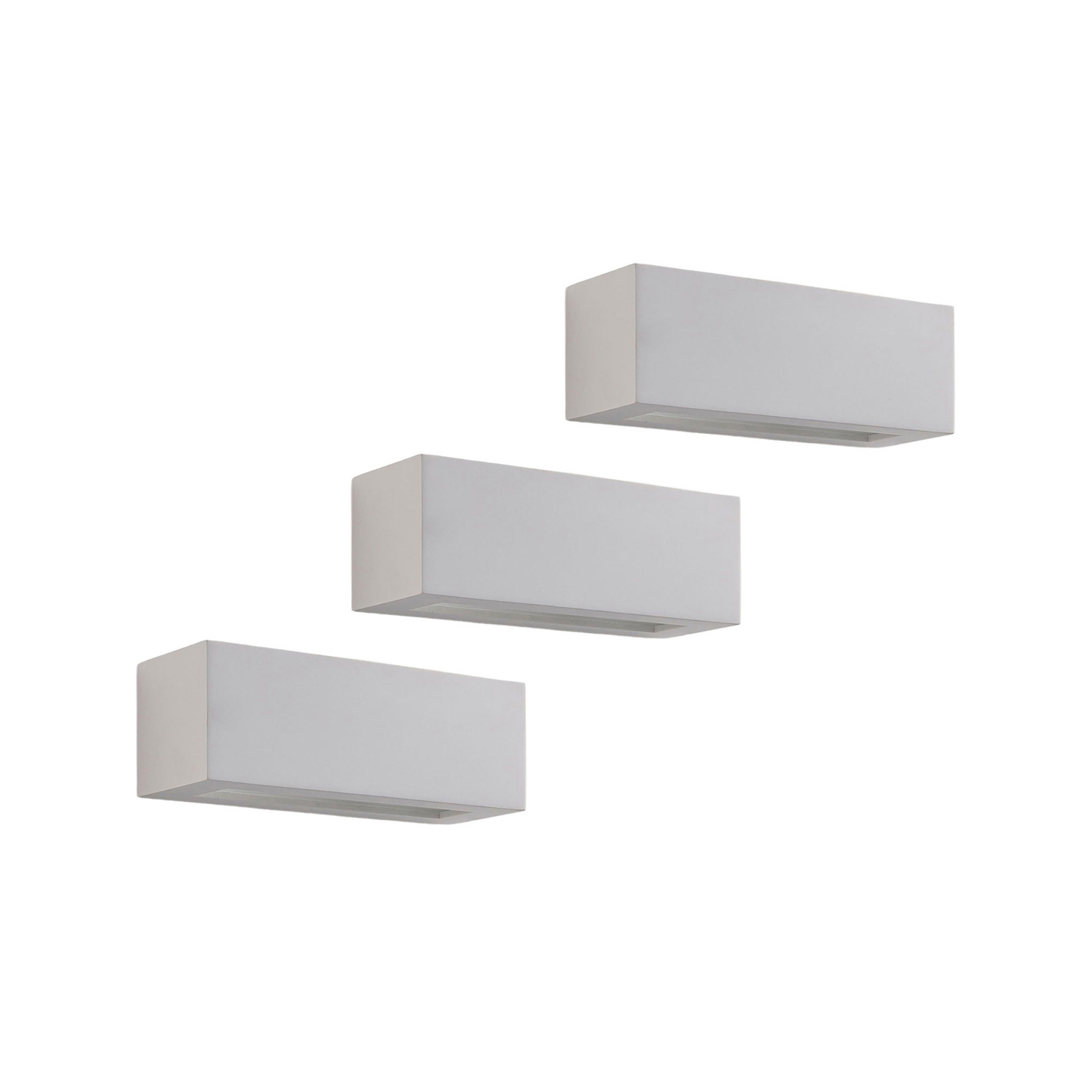 Lindby vägglampa Tjada, 22 cm, vit, gips, G9, målningsbar, 3 st