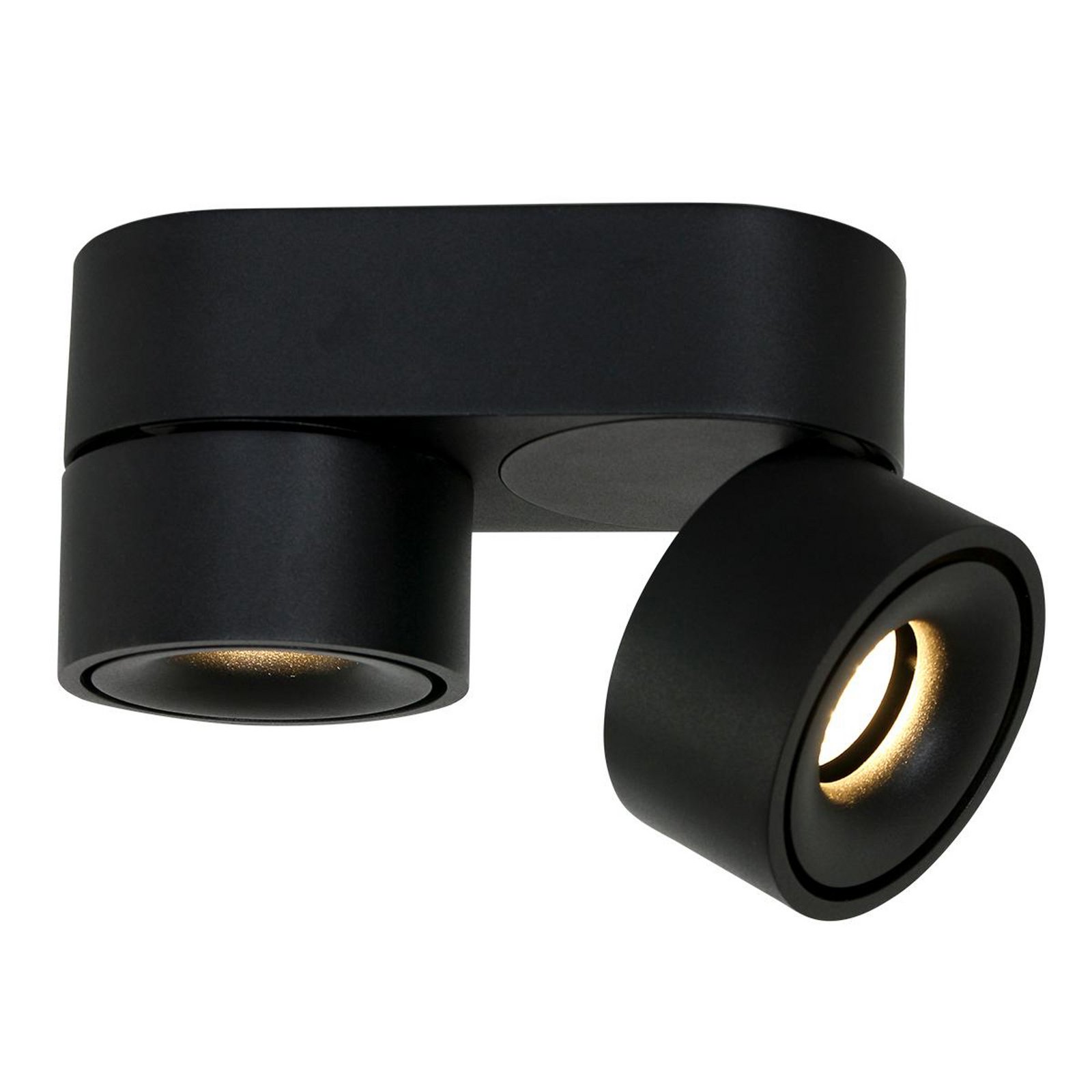 LED ceiling spotlight Fez, black, 2-bulb, metal, swivelling
