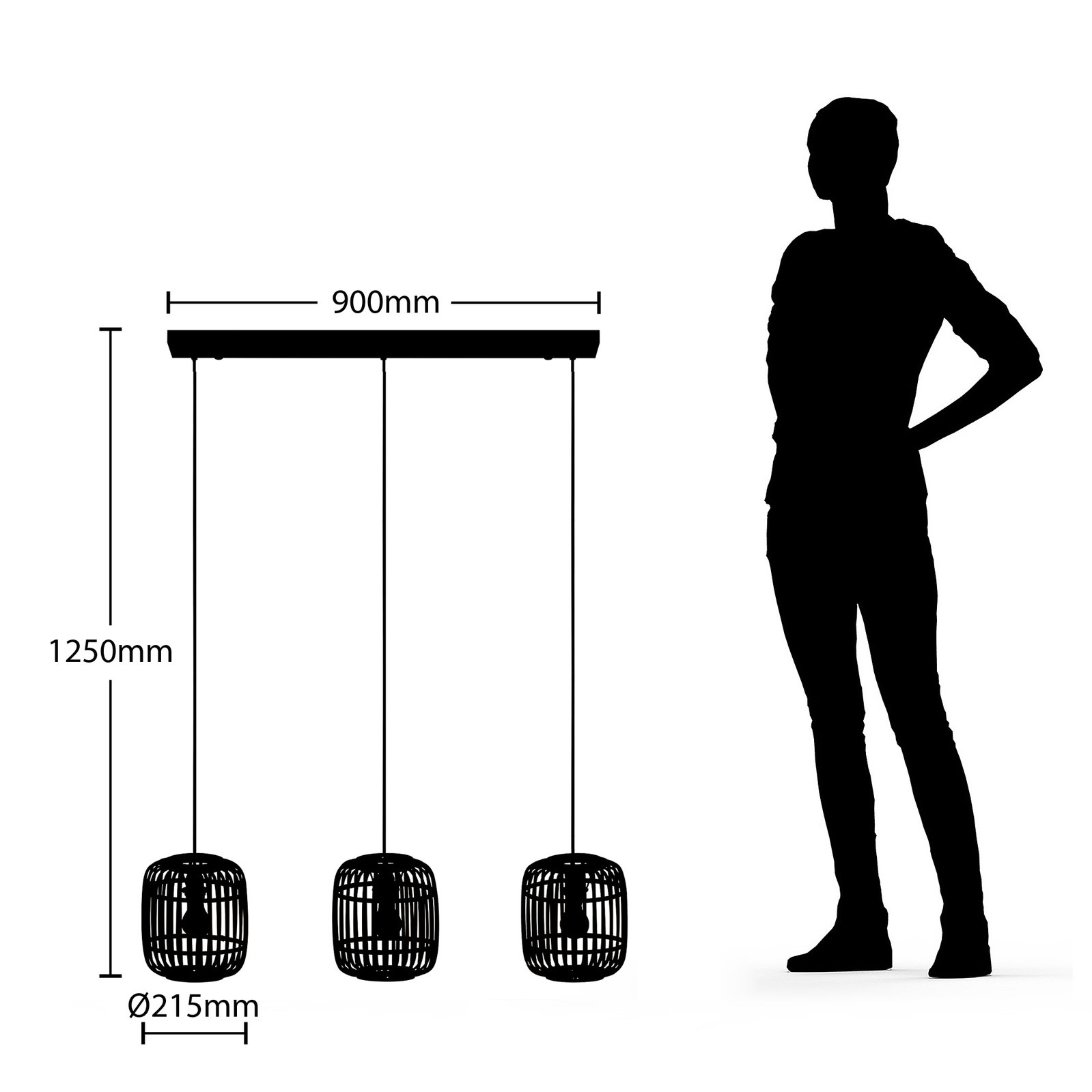 Canyana 3 Pendelleuchte Black - Lindby
