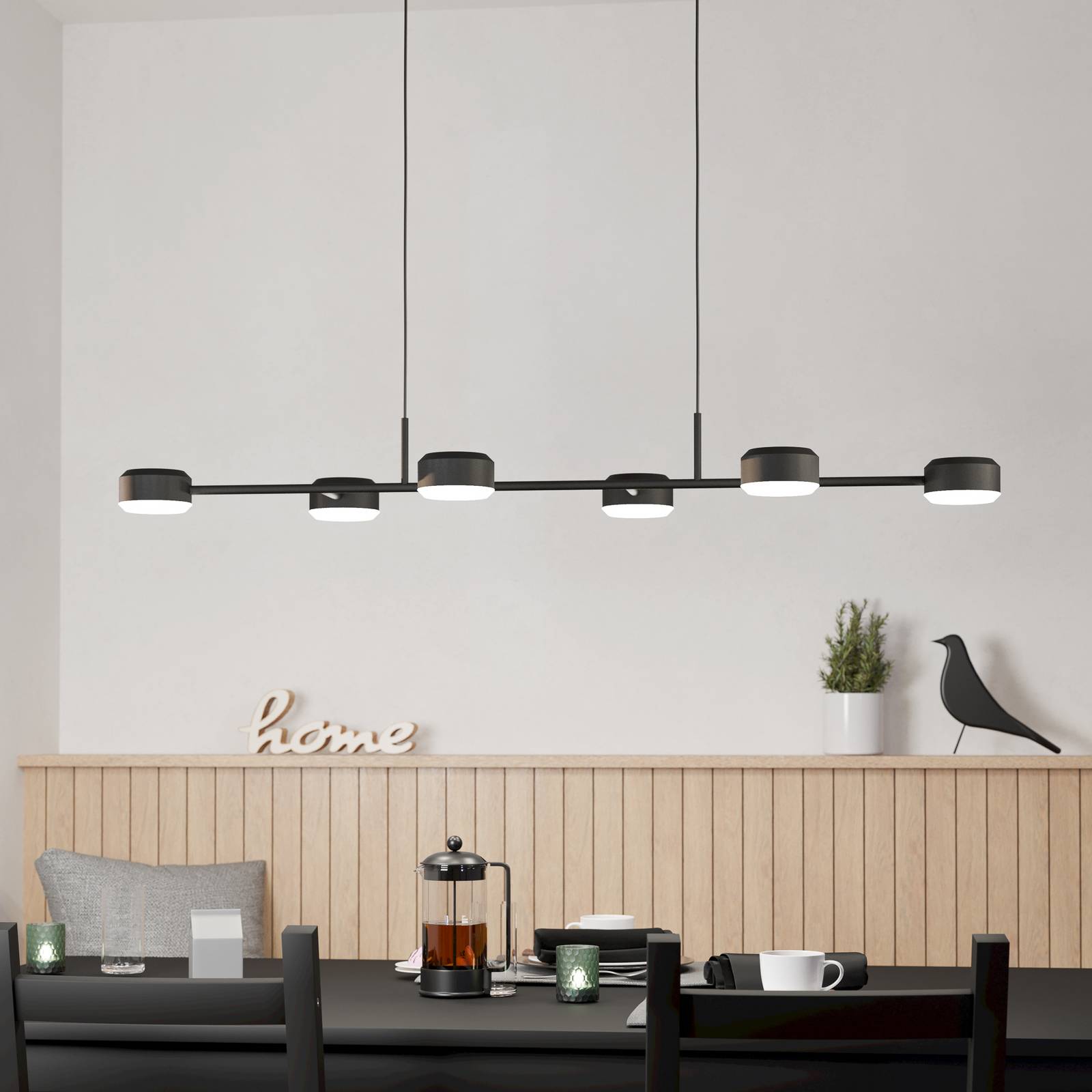 EGLO Závěsné svítidlo Clavellina LED, černé, šest světelných zdrojů