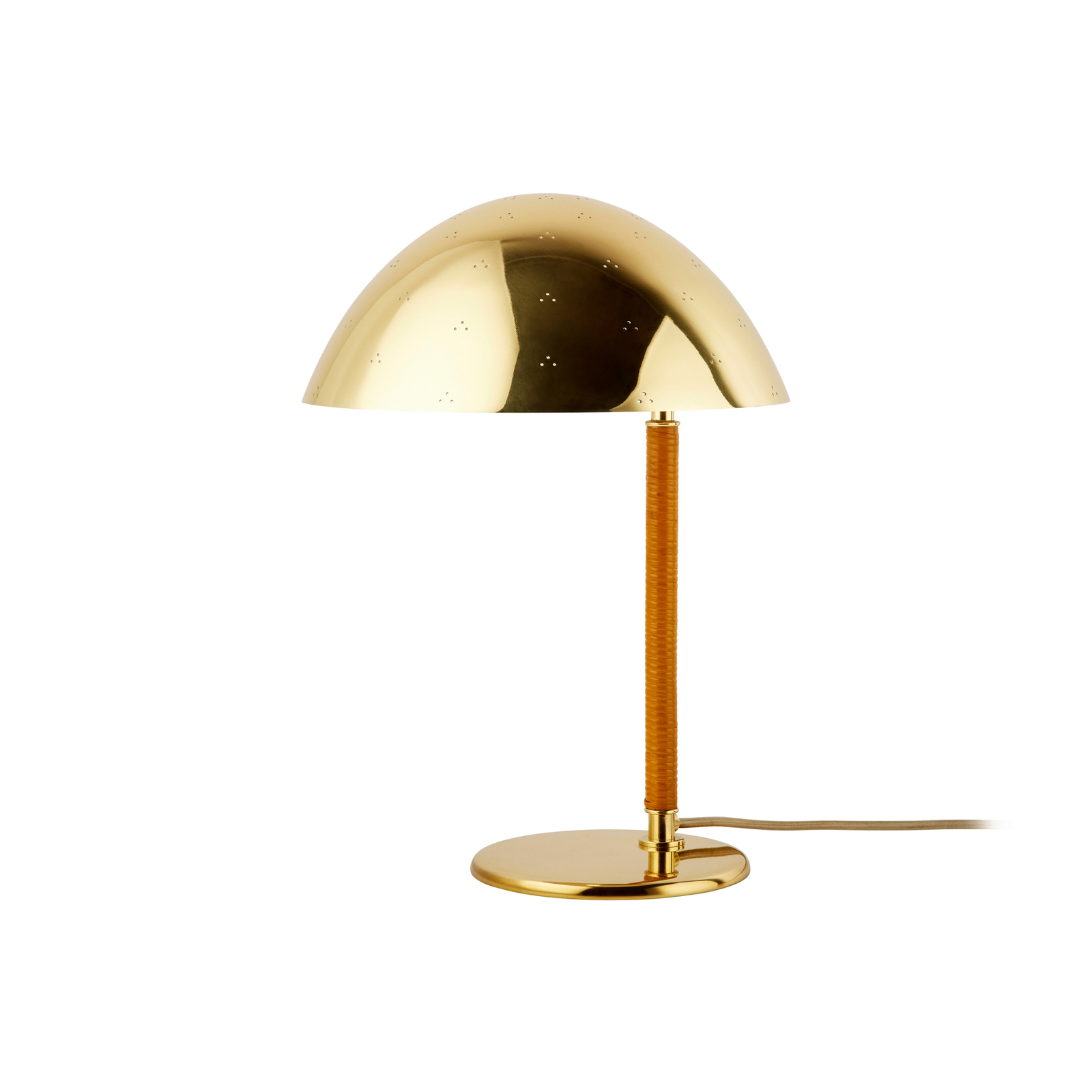 GUBI table lamp 9209, brass, rattan, height 36.5 cm