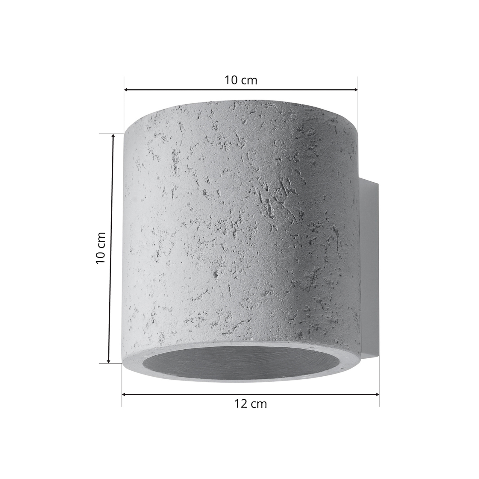 Ara wall light as a concrete cylinder