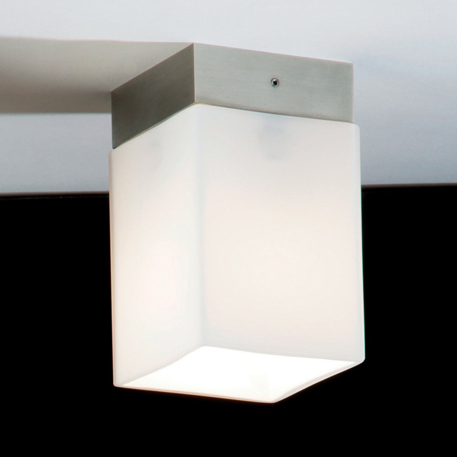 Top Light Short ceiling light QUADRO BOX SHORT, matt nickel, for Living / Dining Room, glass, metal, G9, 60 W, energy efficiency: A++, L: 6.5 cm, W: 6.5 cm, H: 10 cm