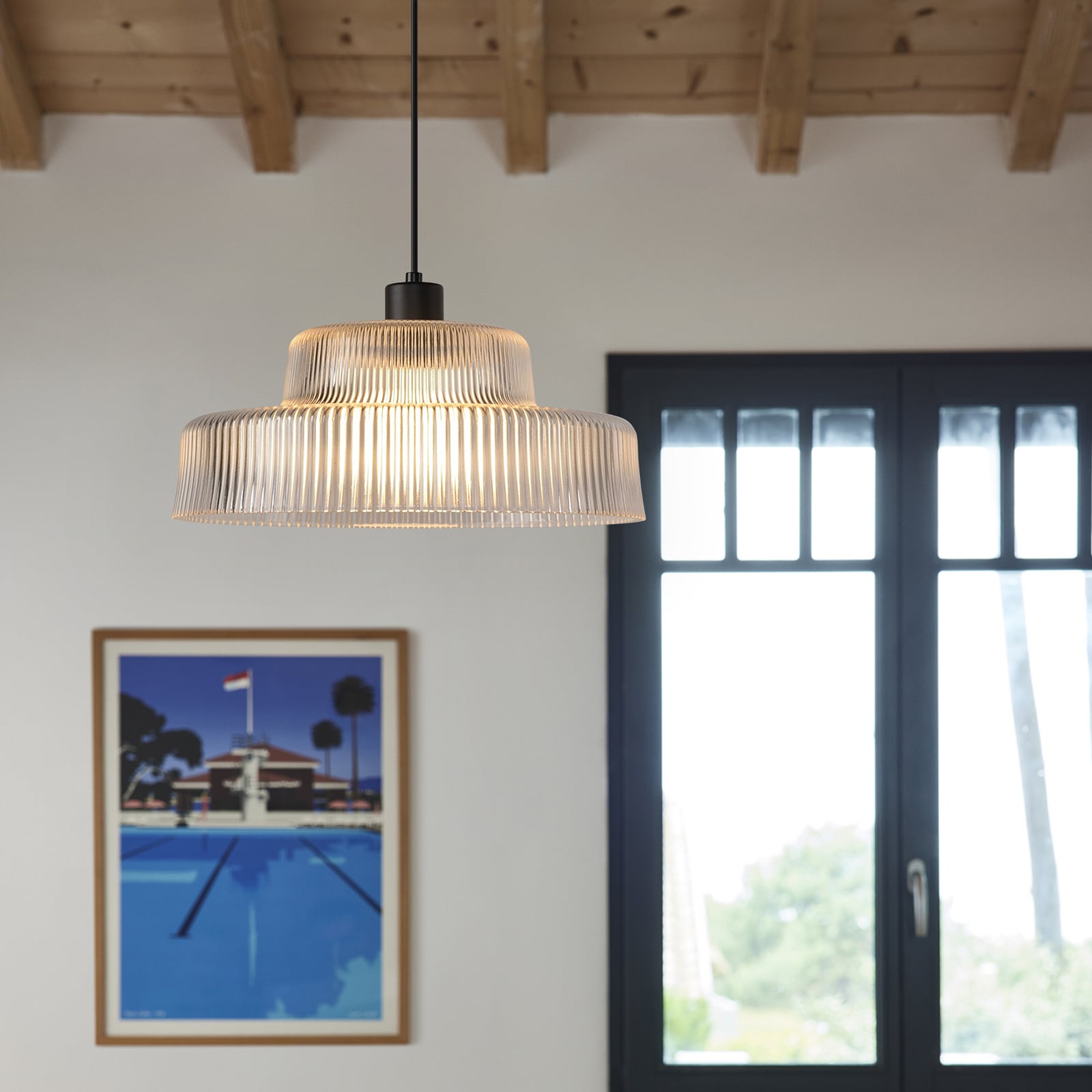 Lampada a sospensione Lorenzo trasparente/nera Ø 35 cm - COREP SAS