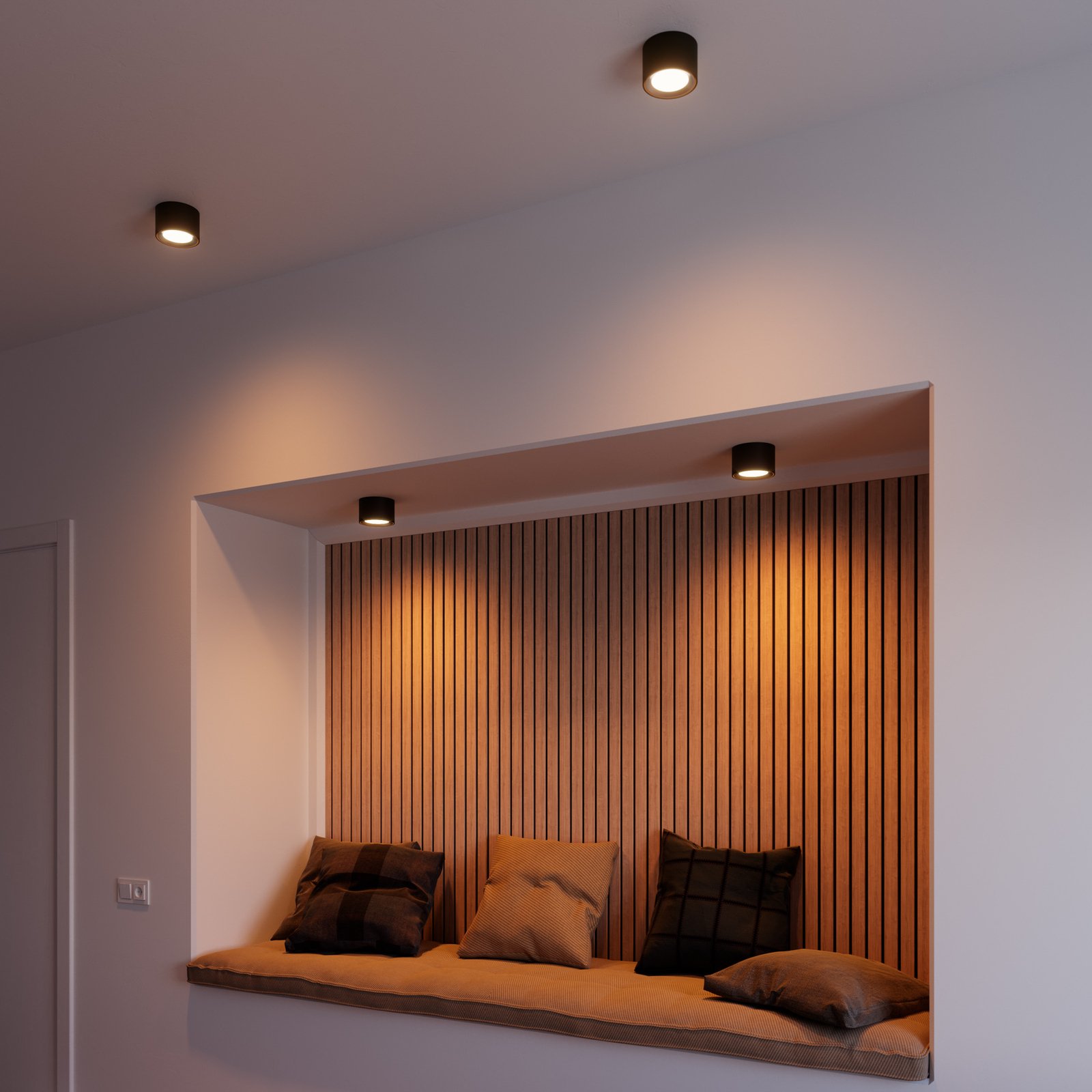 Spot pour plafond LED Landon Smart, noir, hauteur 8,2 cm