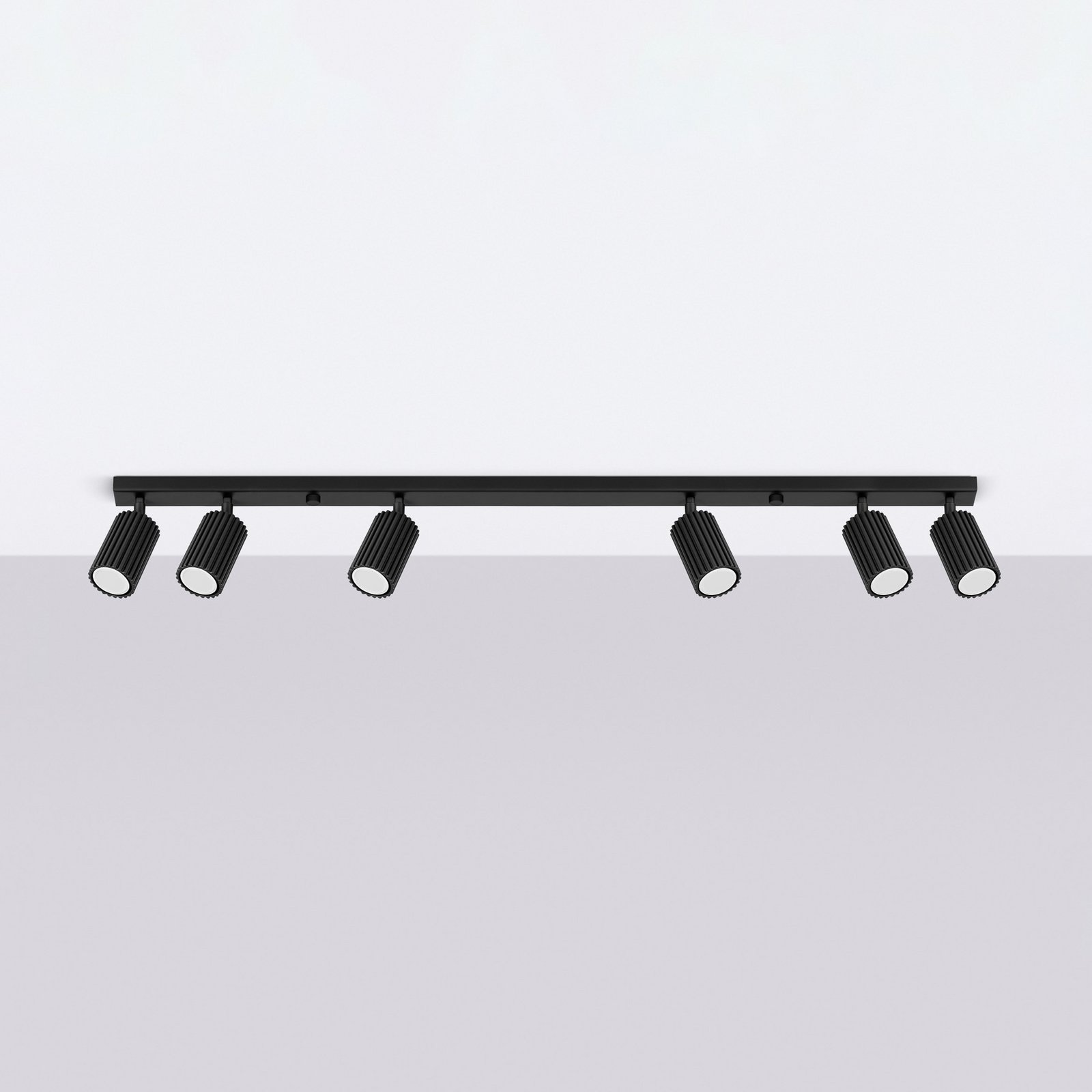 Deckenstrahler Karbon, schwarz, Länge 117 cm, Alu, 6-flg.