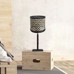 Stang 3707ZW table lamp, black/natural wickerwork