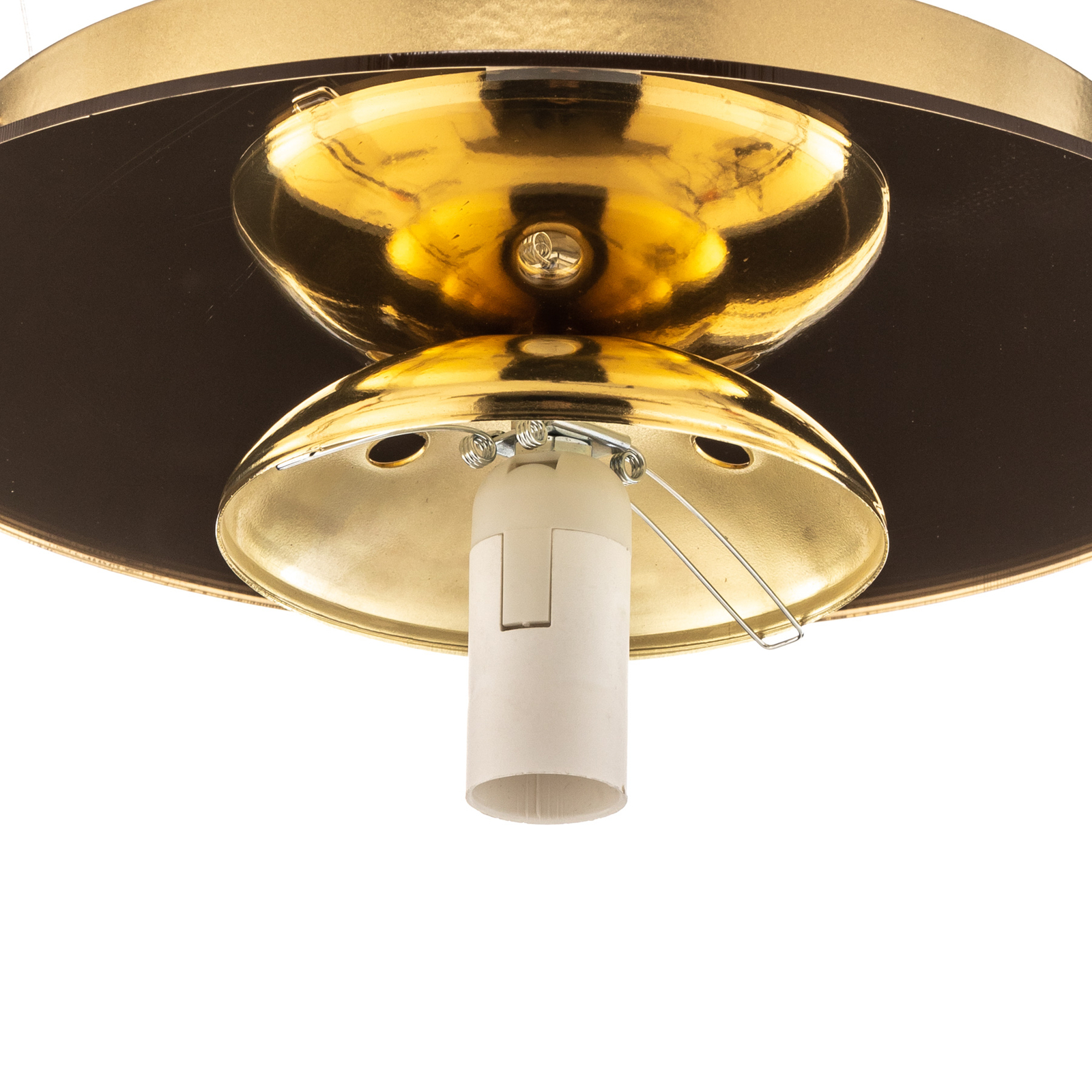 Plato ceiling light, gold-coloured, metal, opal glass, Ø 25 cm