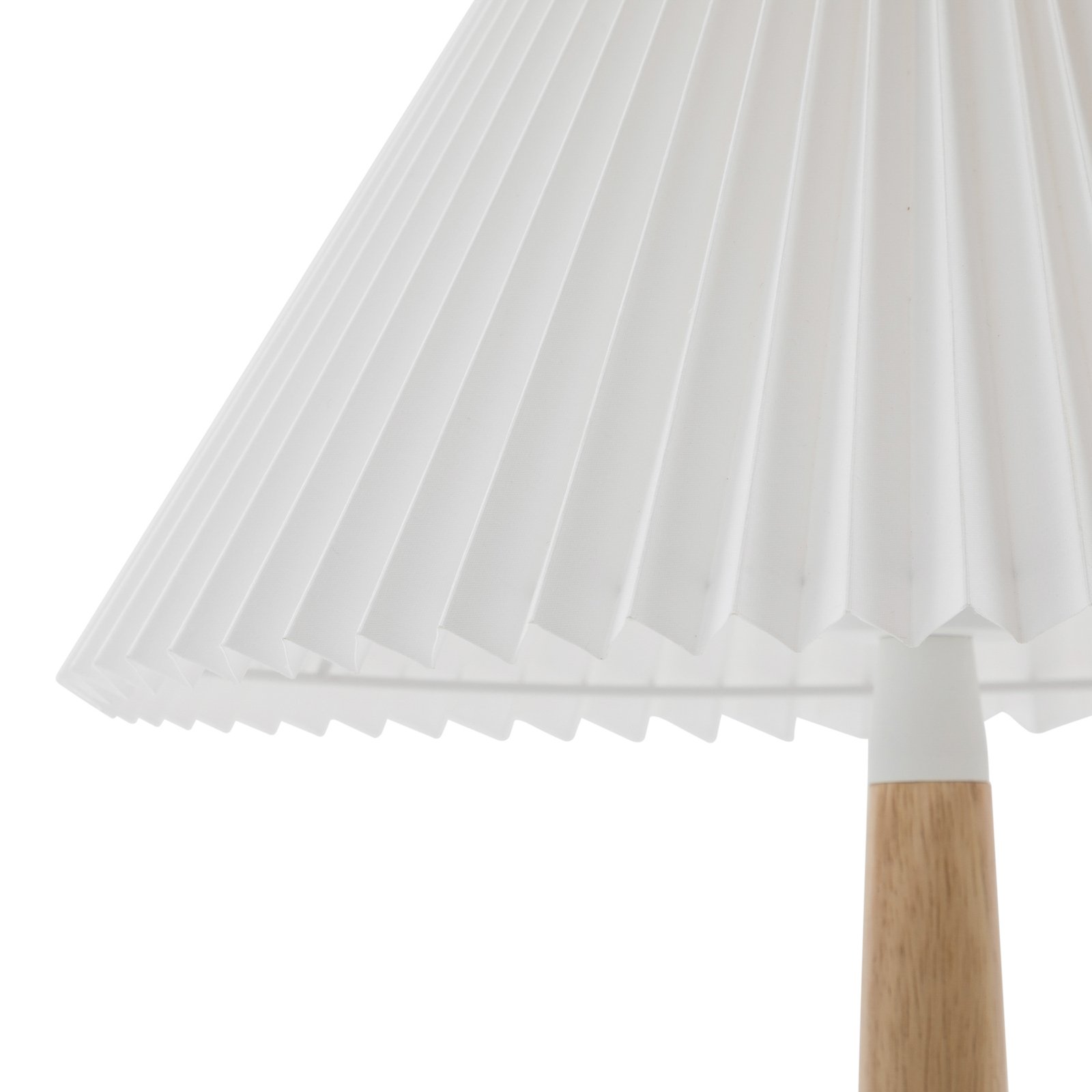 Stolní lampa Lucande Ellorin, dřevo, textilní stínidlo