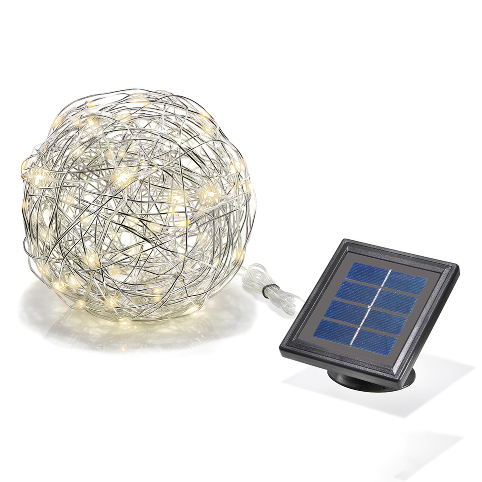 biologisch seks Effectief Warmwitte zonne-energie lamp aluminium draadbol | Lampen24.be