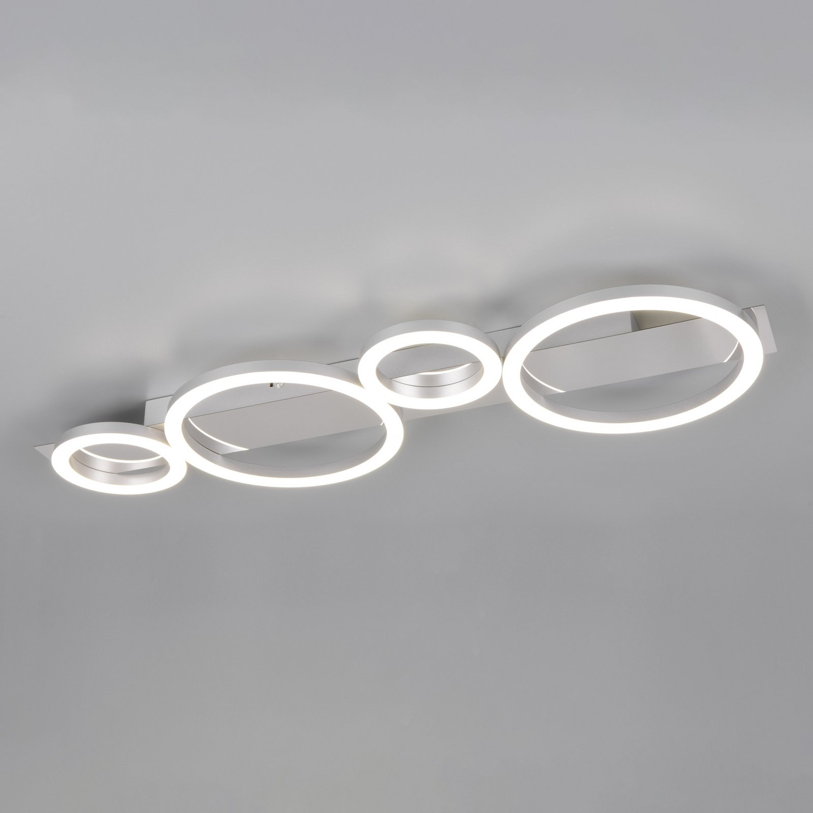 Lumos LED ceiling light, chrome, 4,000 K, metal, length 72 cm