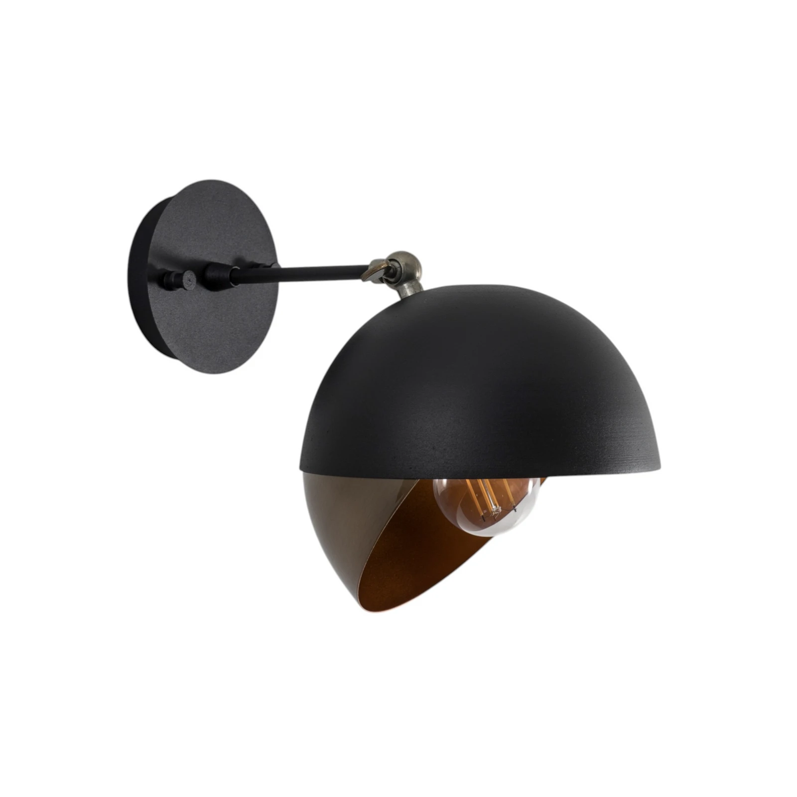 Aplique de pared Berceste 252-A, negro/dorado, metal, Ø 20 cm