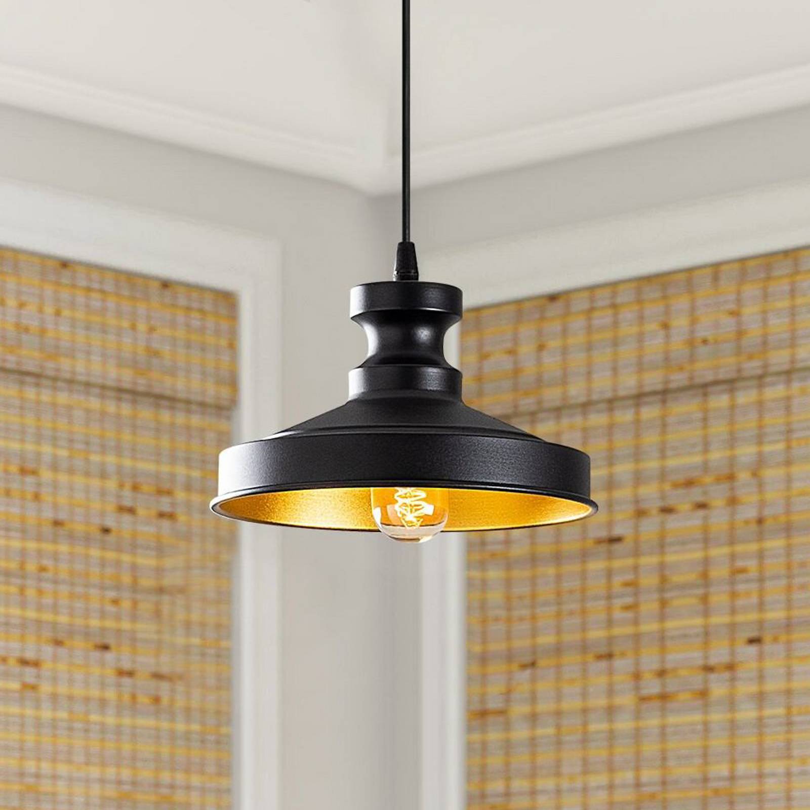 Hängeleuchte Berceste, schwarz, Metall, Ø 22 cm, E27 günstig online kaufen