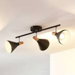 Arina ceiling light in black, 3-bulb long