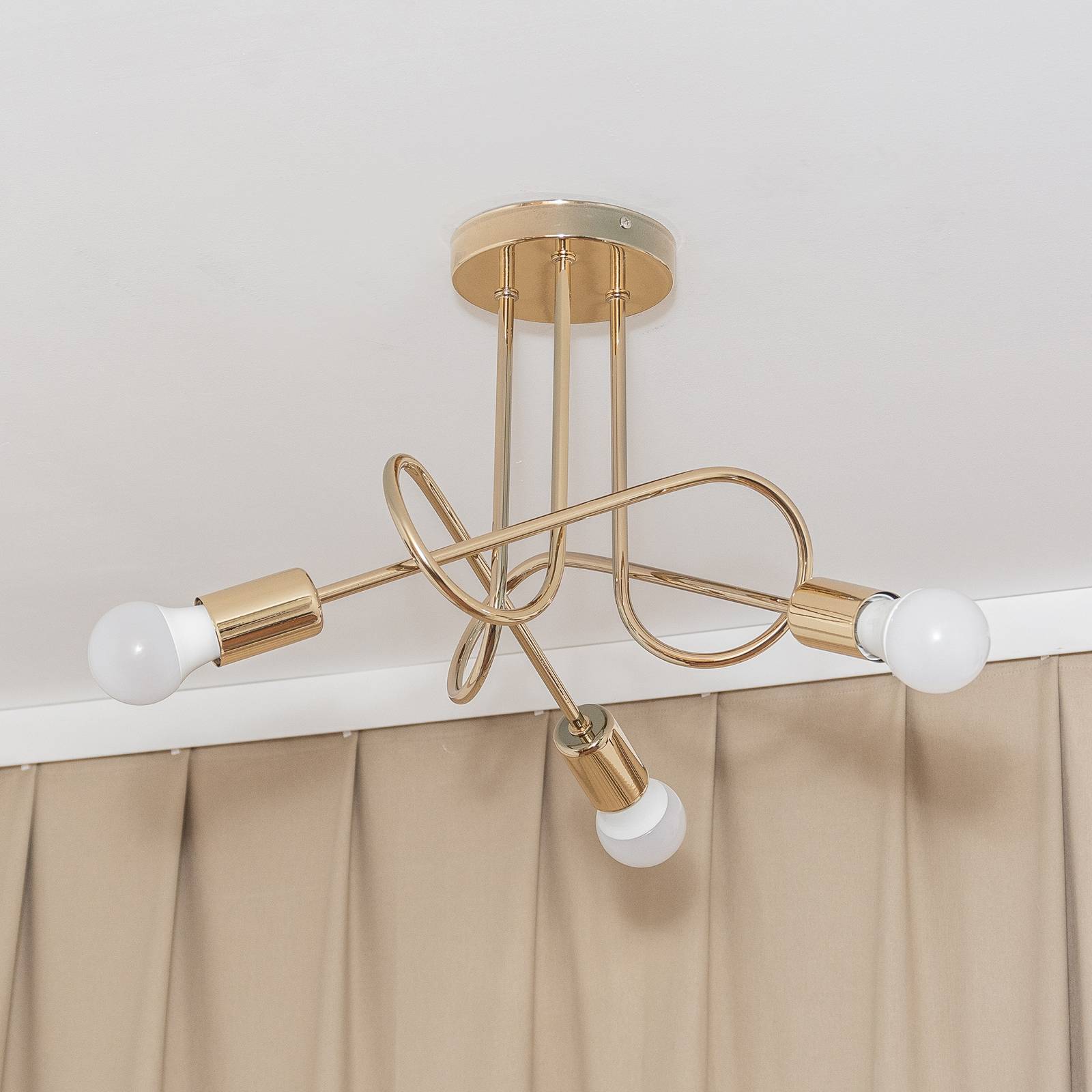 Lampa sufitowa Oxford, złota, 3-punktowa, Ø 44 cm, metal