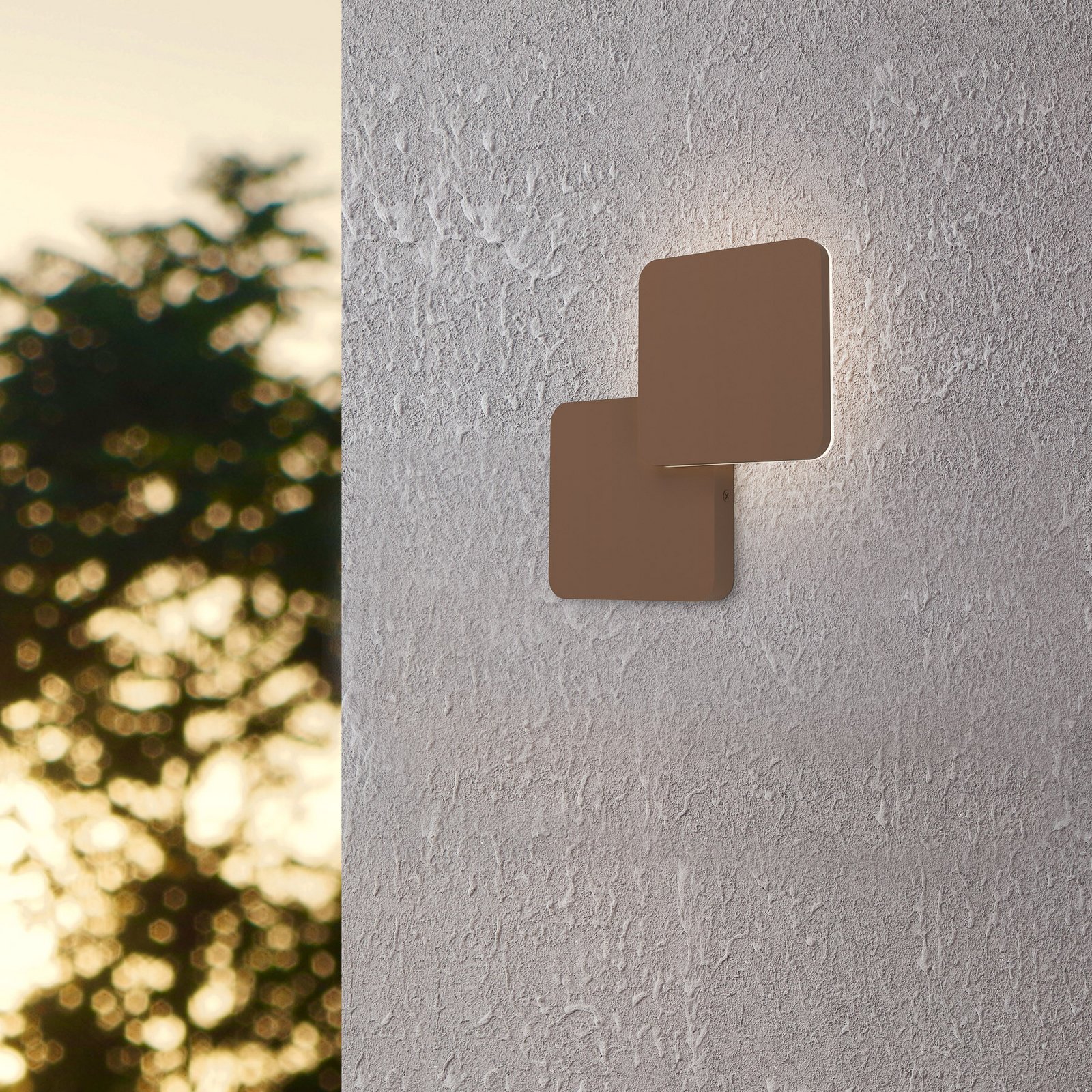 LED-Außenwandlampe Pedersano, rostfarben, Länge 14 cm Metall