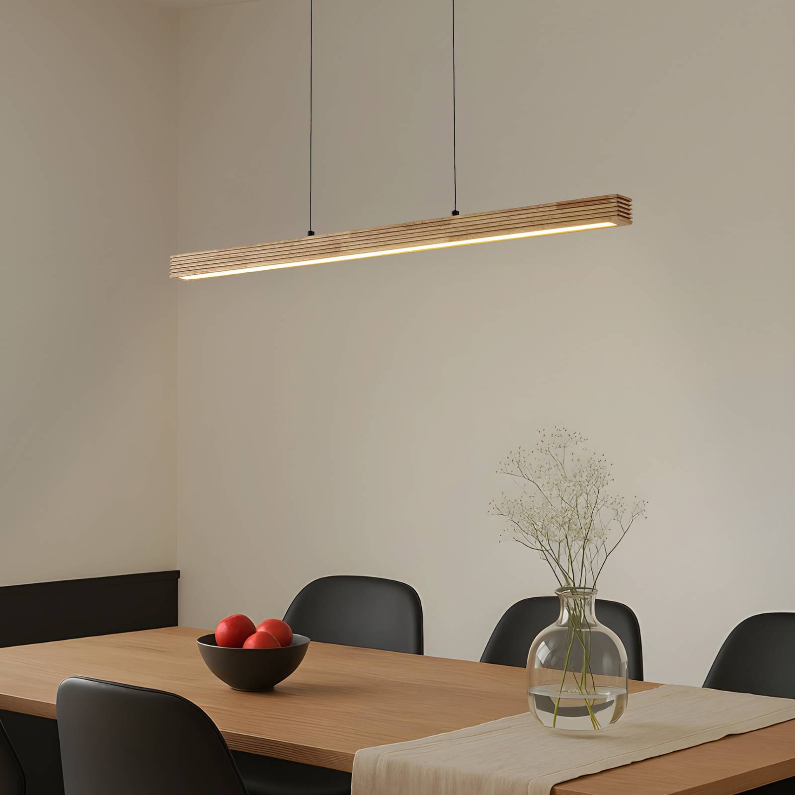 Lucande LED-Hängeleuchte Emara, holz hell, Eiche, CCT günstig online kaufen