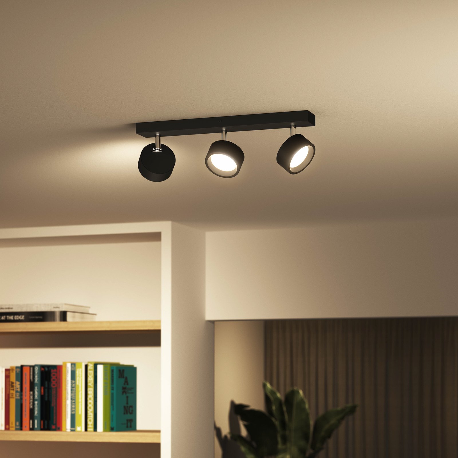 Philips Bracia foco de techo LED 3 luces, negro