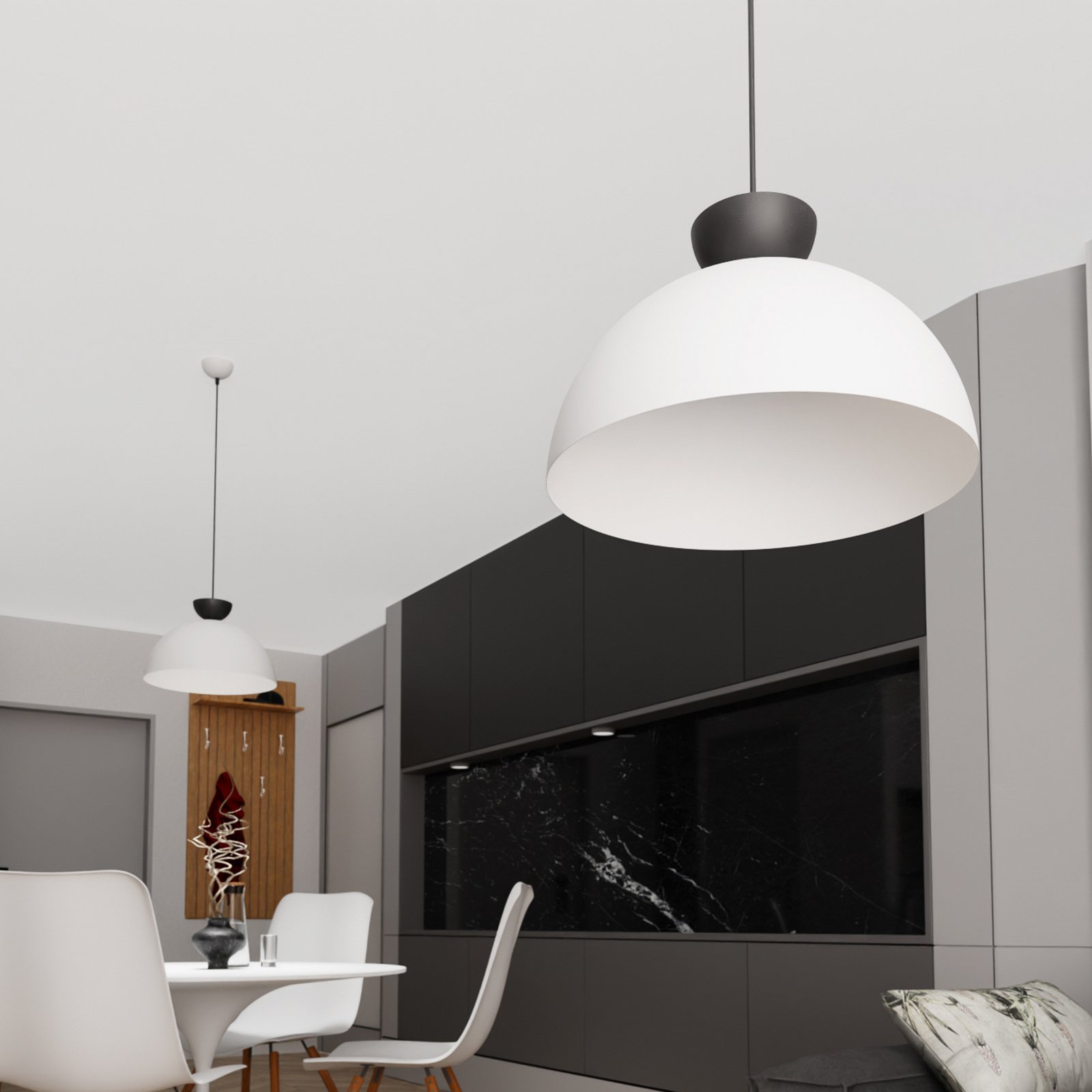 Hanglamp Lunaro, wit, Ø 40 cm, metaal