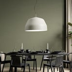 Mug pendant light, cream white with chrome detail Ø56cm