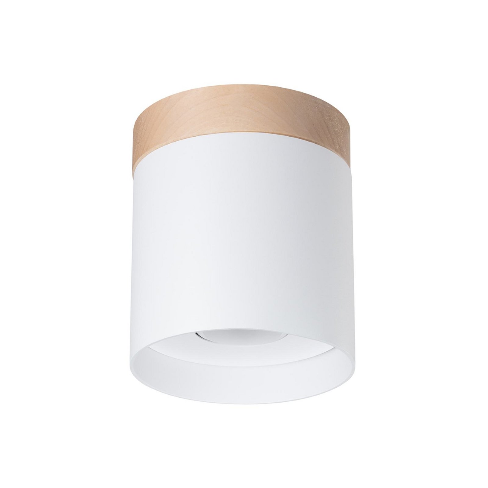 Rif downlight, white, Ø 12 cm, wood, aluminium