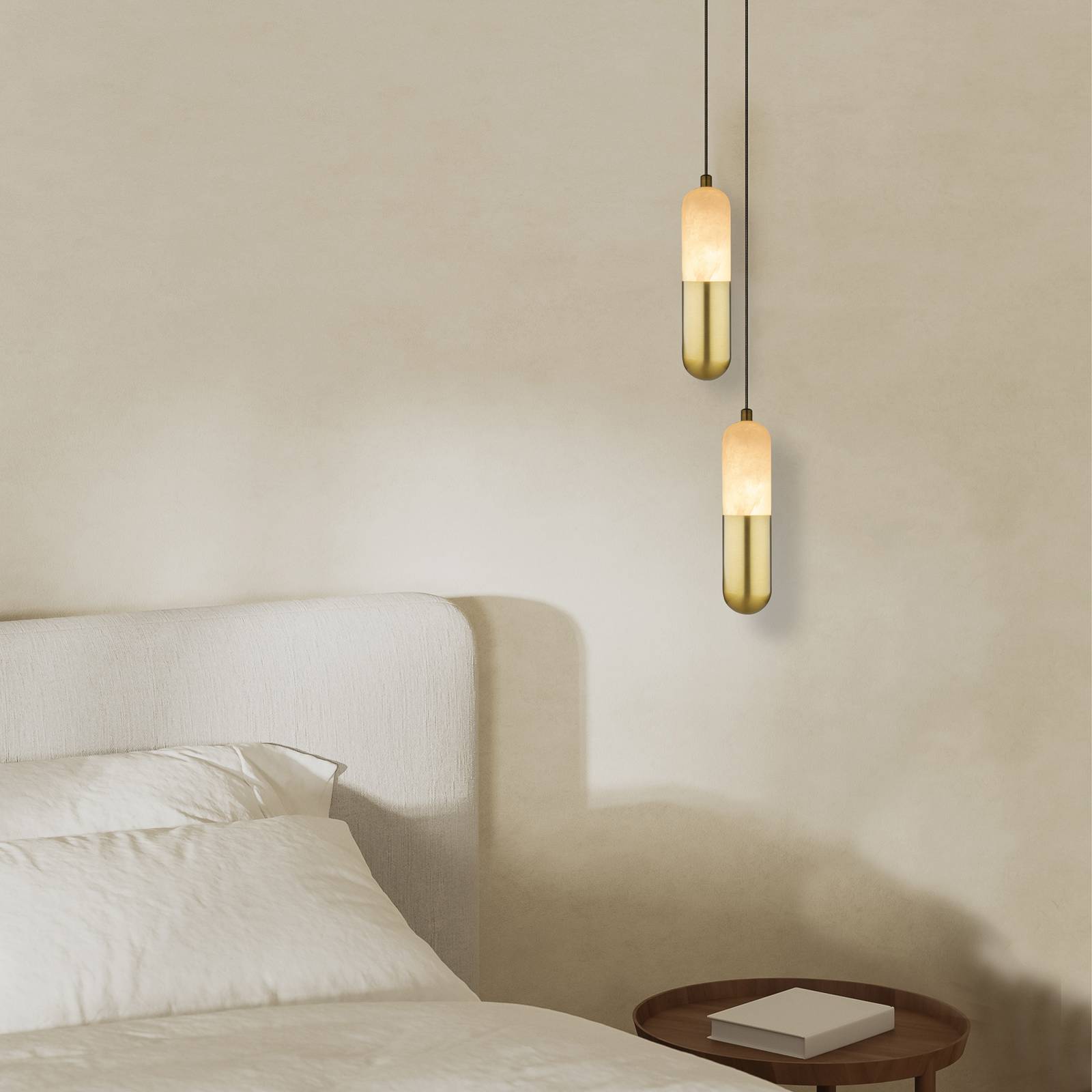 Zambelis Led Hanging Light 2545 Brass/White Ø 5 Cm Metal/Alabaster Dimmable