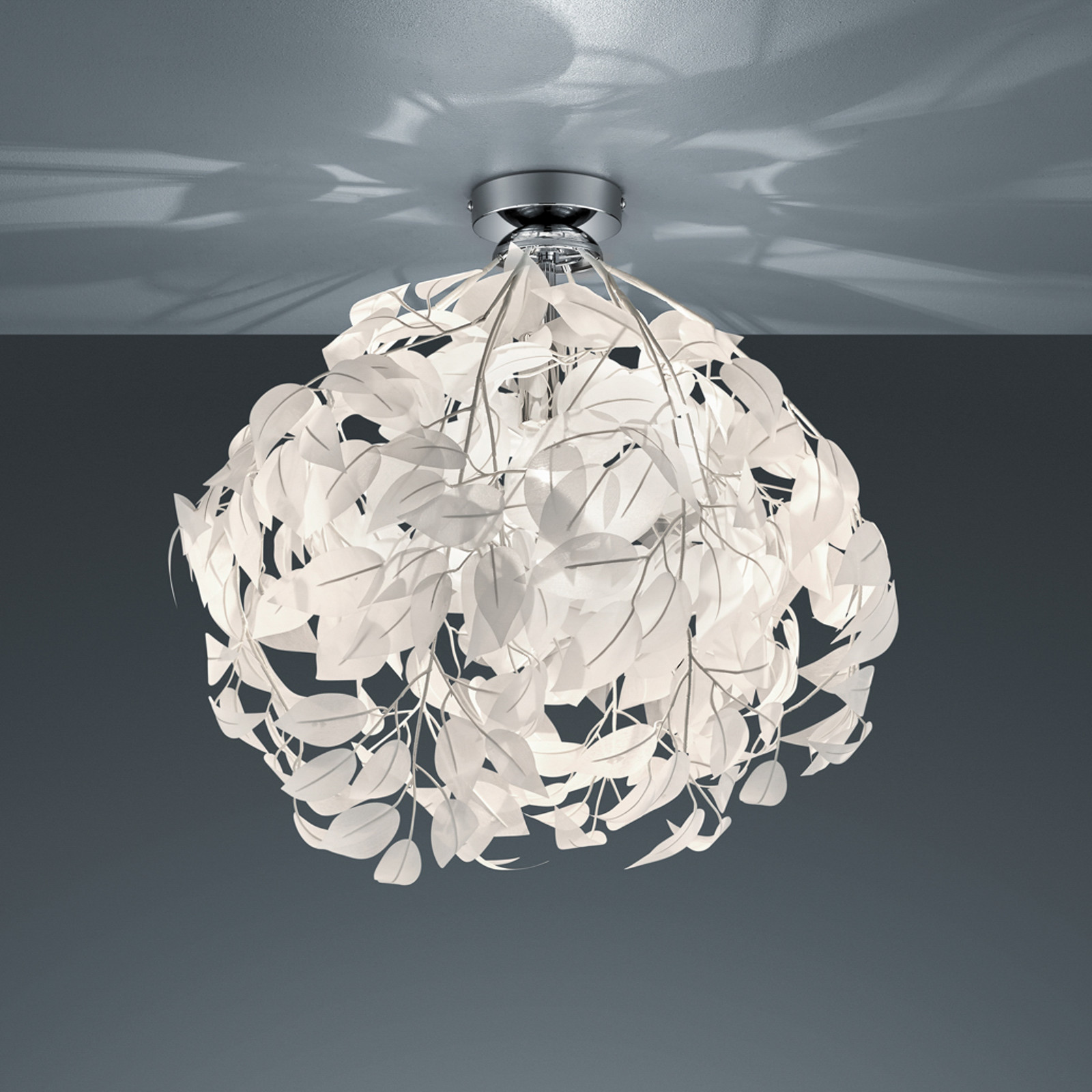 Plafonieră Leavy Ø 38 cm crom/alb plastic