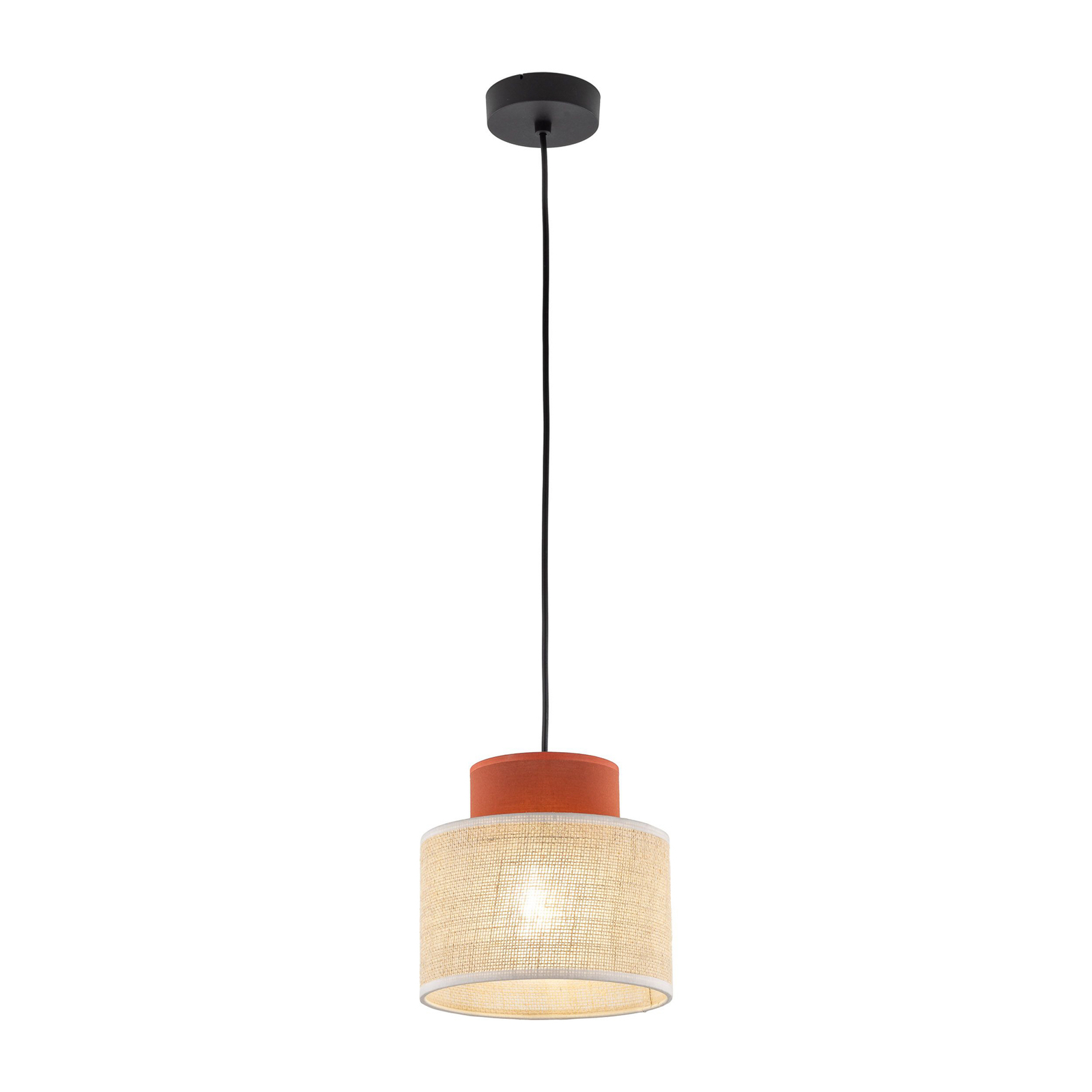 Duo hanglamp, jute kap, roestbruin/natuurbruin, Ø 20 cm