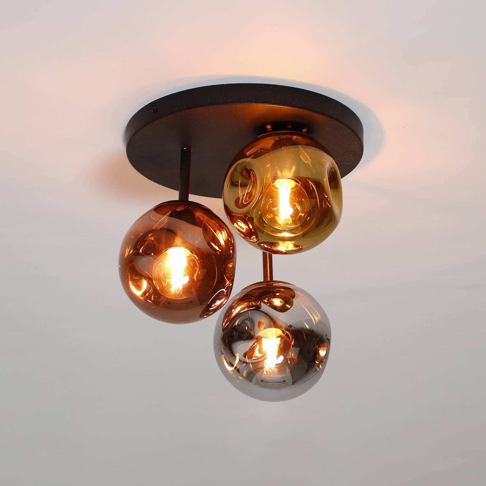 Lampa sufitowa Stellar, złoty/srebrny/miedziany, Ø 30 cm, szklana, 3-punktowa.