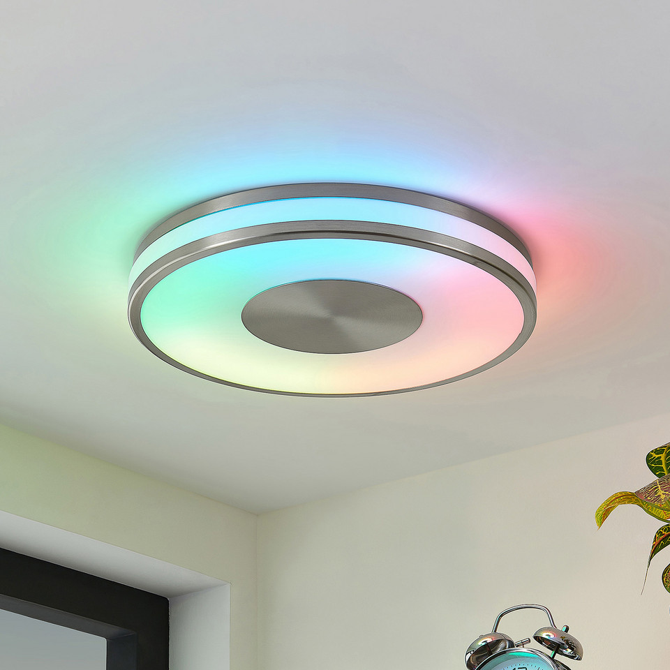 Lindby Fjella LED Plafond RGB CCT, metallisk från Lindby