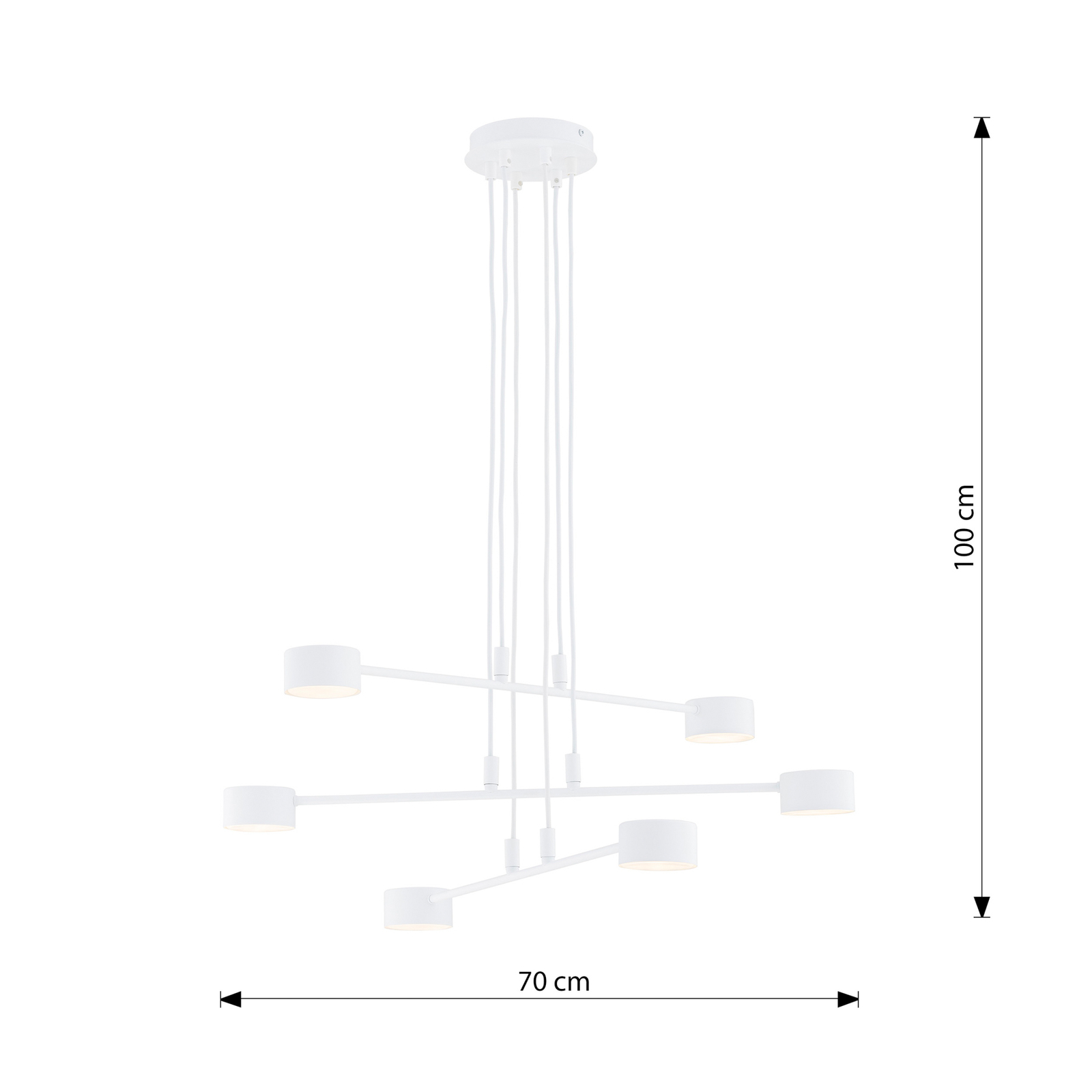 Suspension Modus 6, acier, à 6 lampes, GX 53, blanc