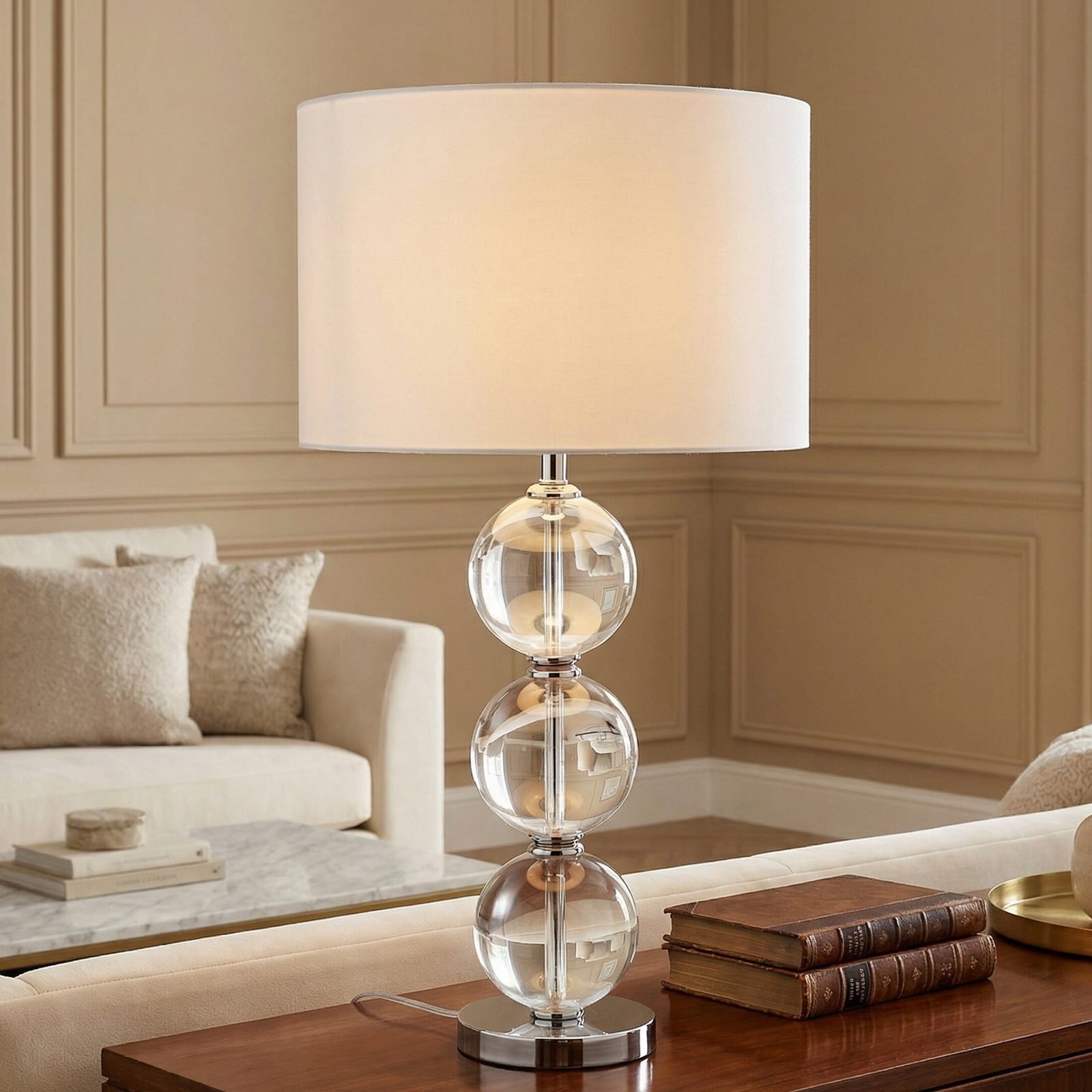 Bliss tekstila galda lampa, balts abažūrs