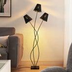 Lindby Komalie floor lamp, three-bulb, black