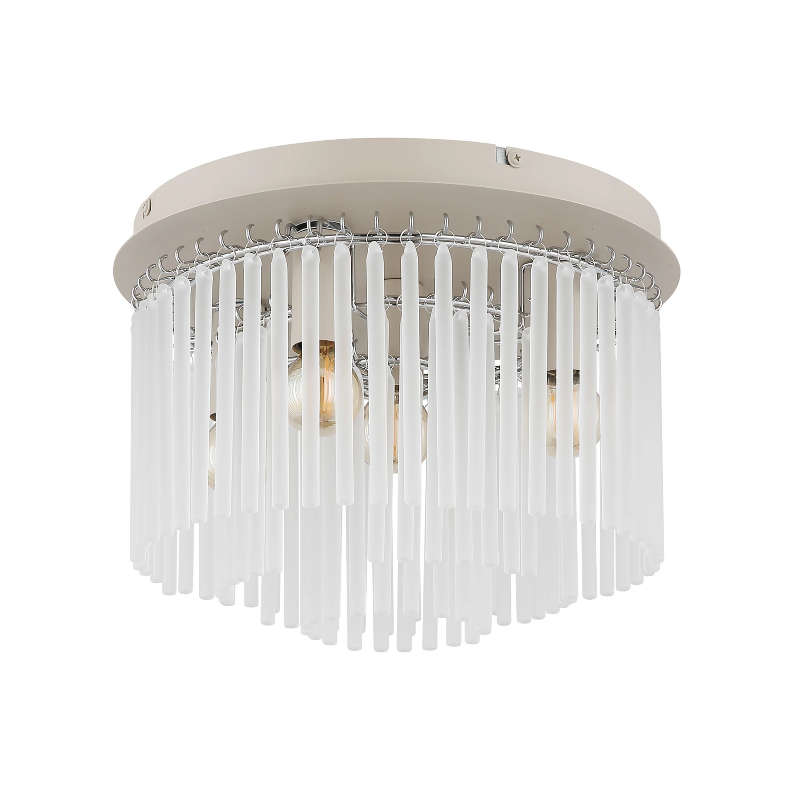Plafonnier Gorley, blanc/sable, verre, Ø 32 cm, à 5 lampes, E14