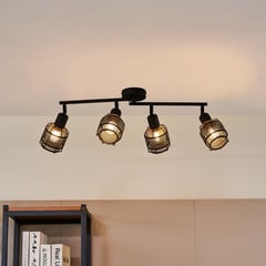 Lindby Eudoria foco de techo 4 luces negro/oro