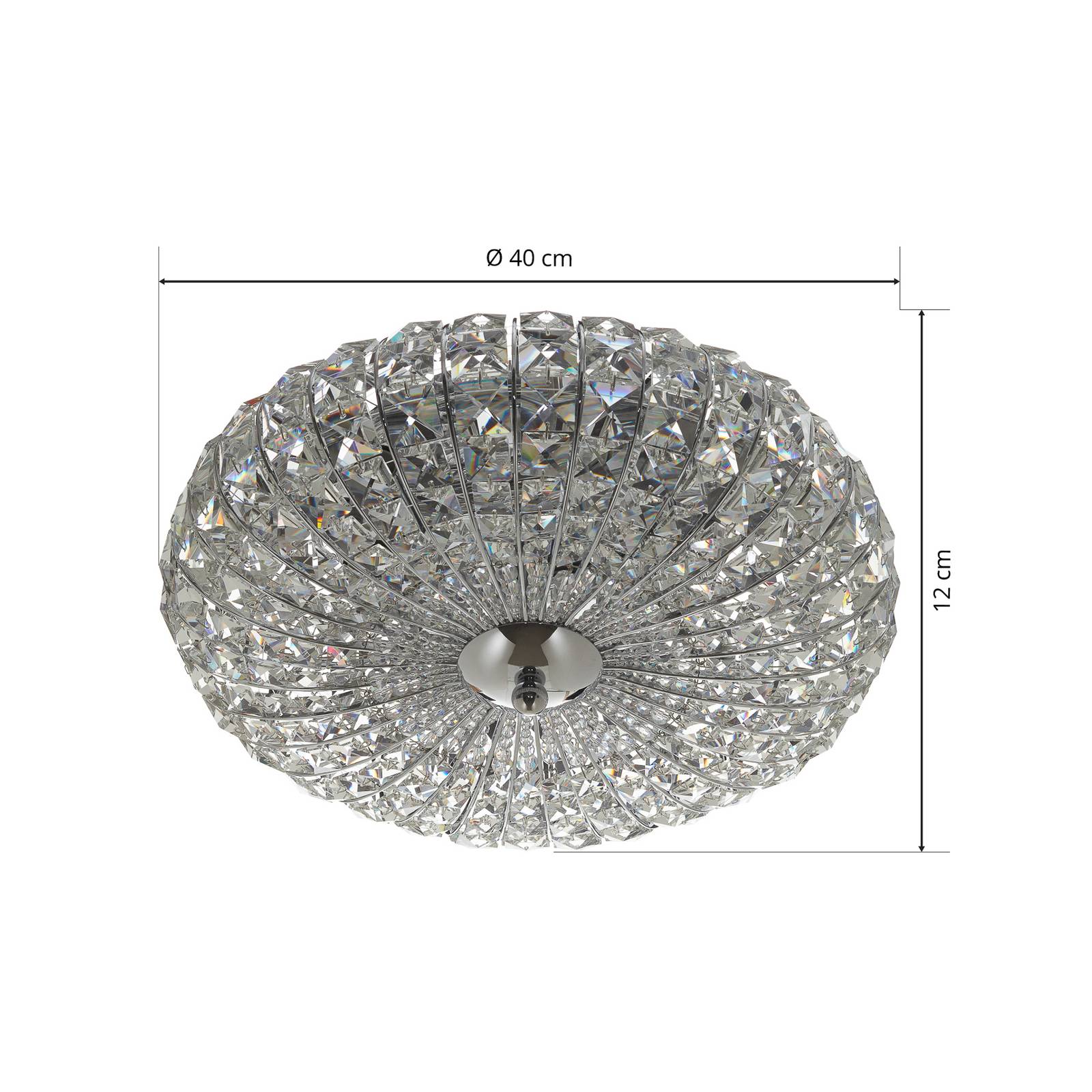 Lampa sufitowa Broche z kryształkami, Ø 40 cm