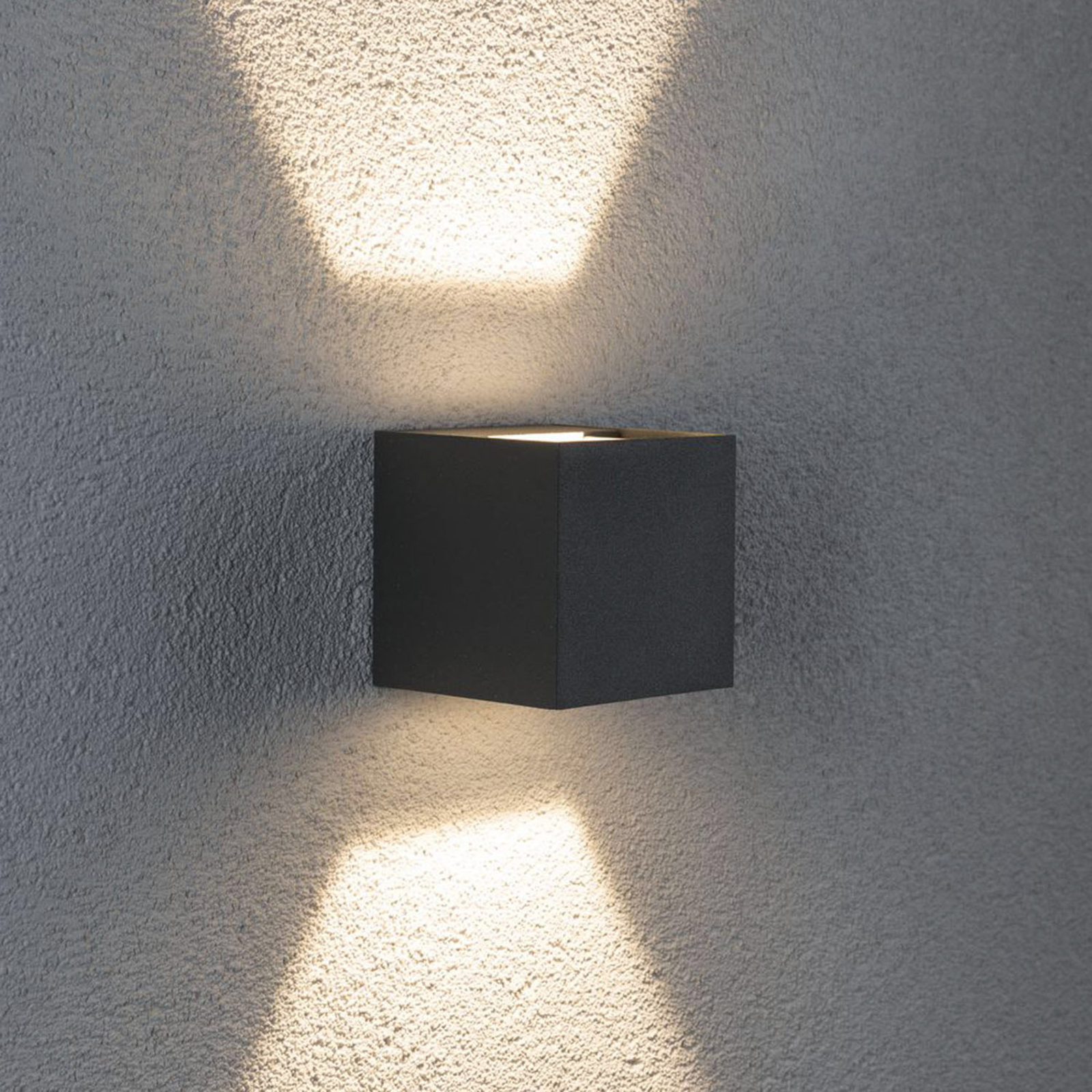 Paulmann Cybo LED outdoor wall light, 8 x 8cm grey