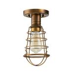 Mite ceiling light with metal cage, antique brass