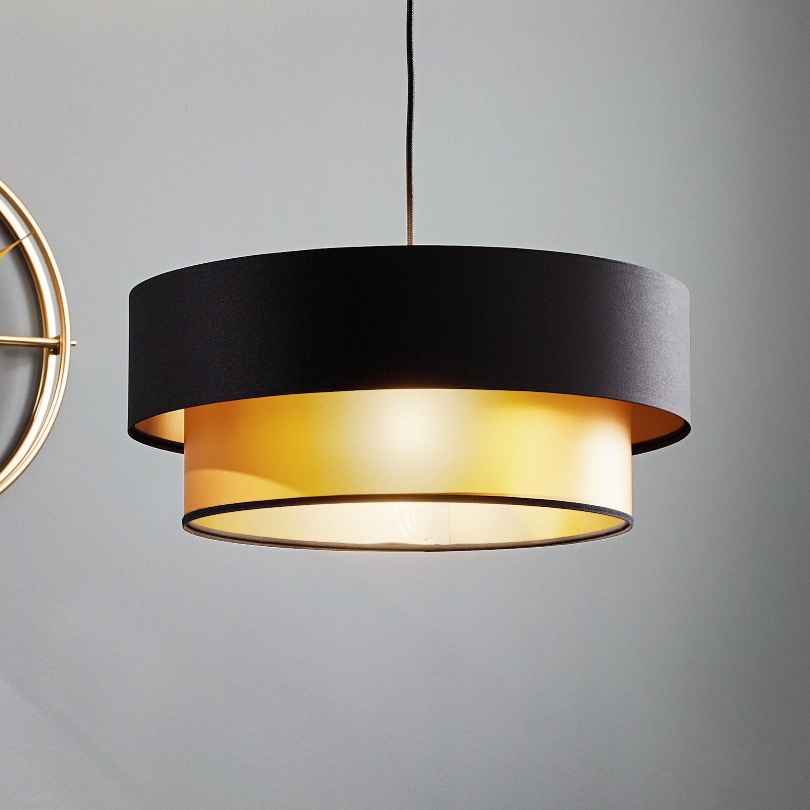 Maco Design Lampă suspendată Dorina negru/auriu Ø 50cm - Camera de zi / sufragerie - modern - negru auriu - Plastic