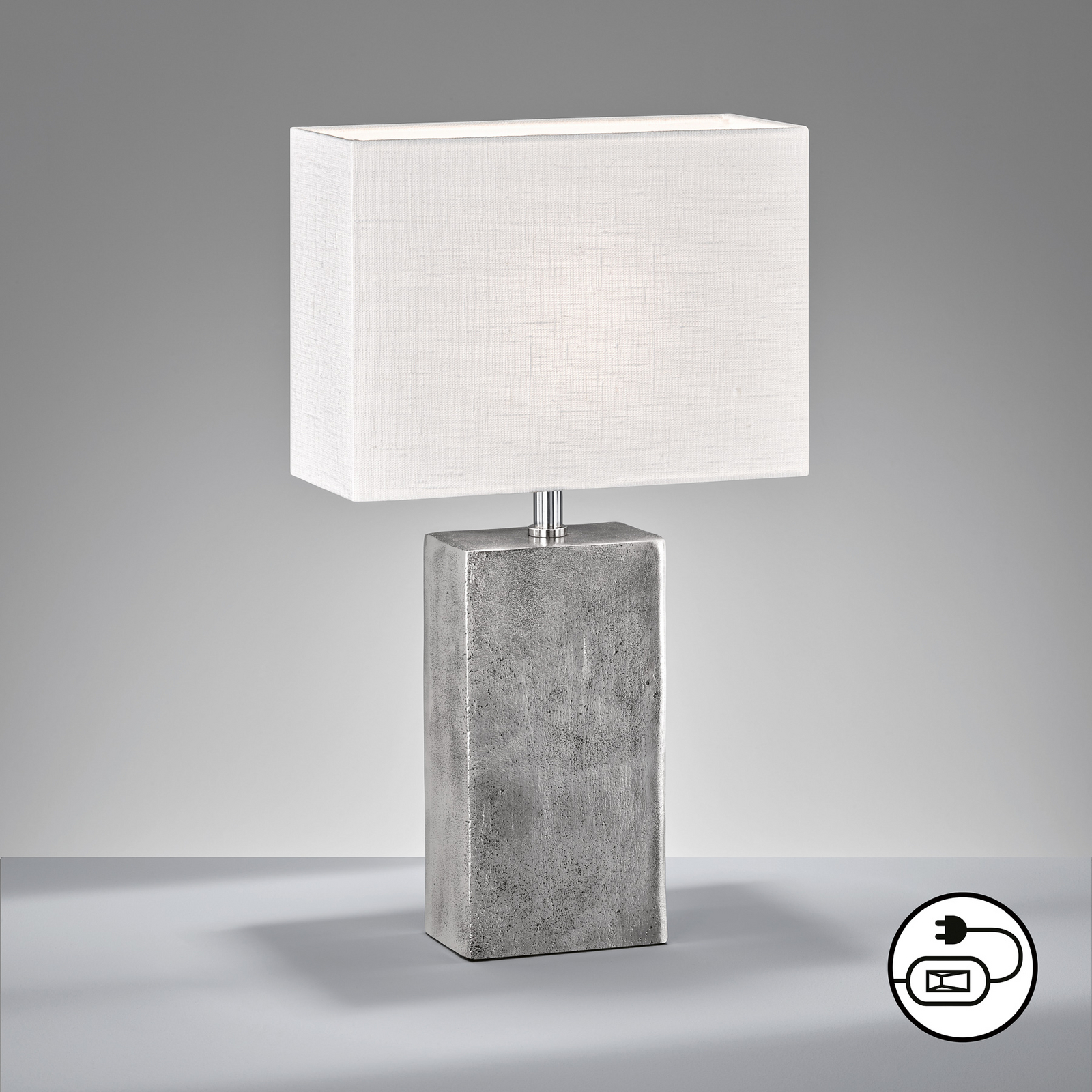 Lampe à poser Amiens, blanc/nickel, hauteur 50 cm Lin/métal Lampe à poser Amiens, blanc/nickel, hauteur 50 cm Lin/métal