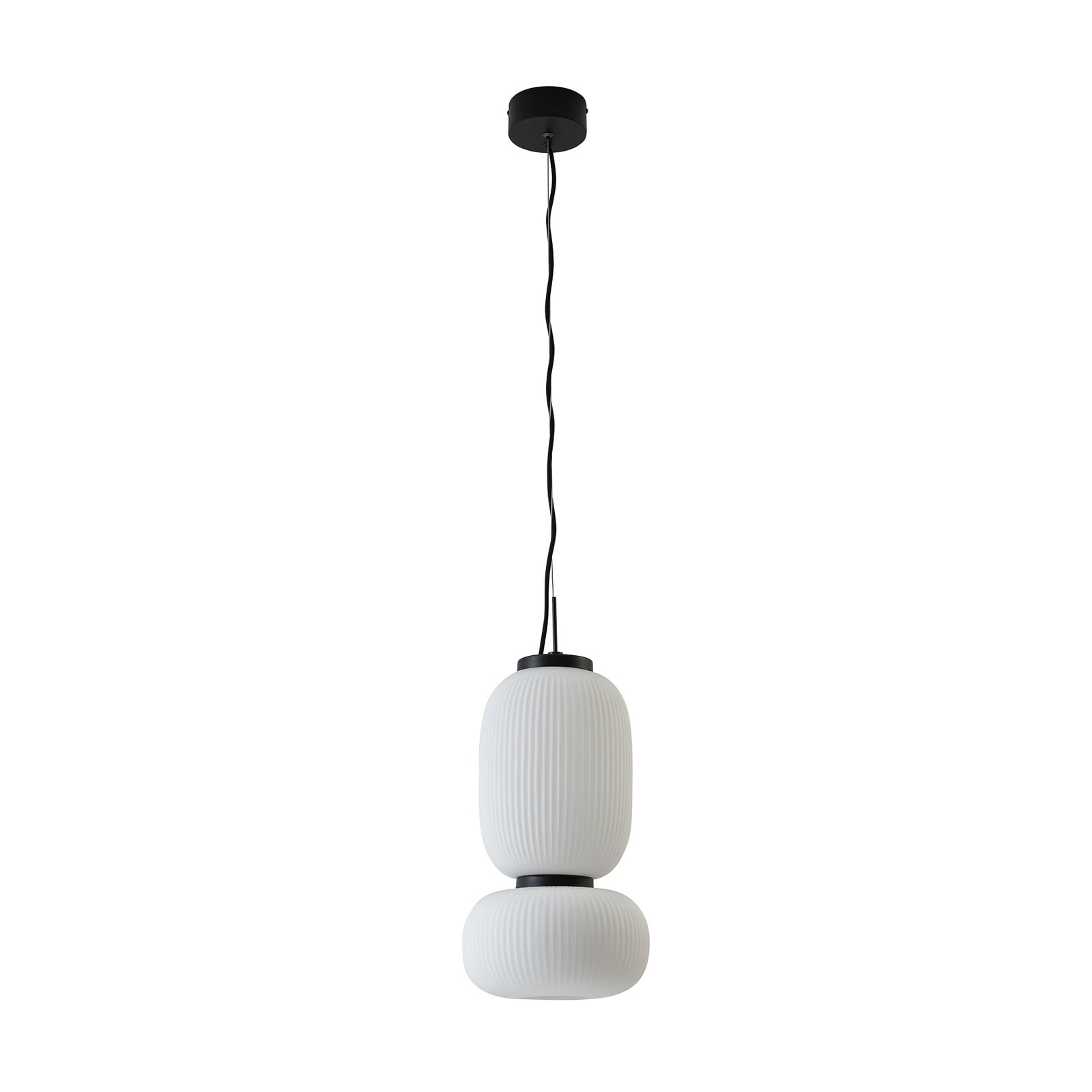 Lucande LED-pendel Lucya, 2-lys, glass, hvit, 43 cm