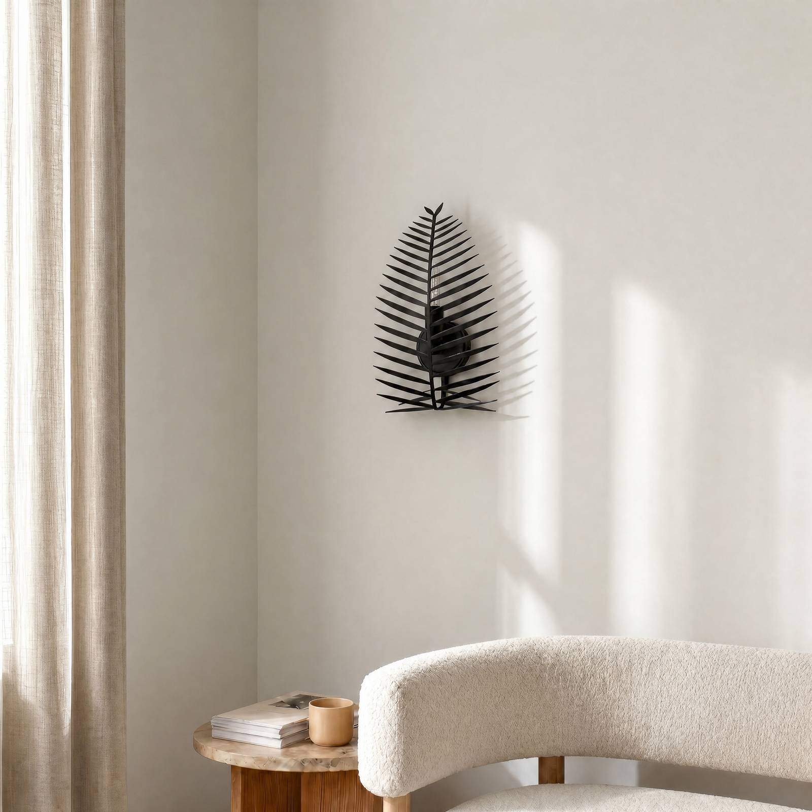 Kinkiet LEAF, czarny, wysokość 30 cm, metal, E14